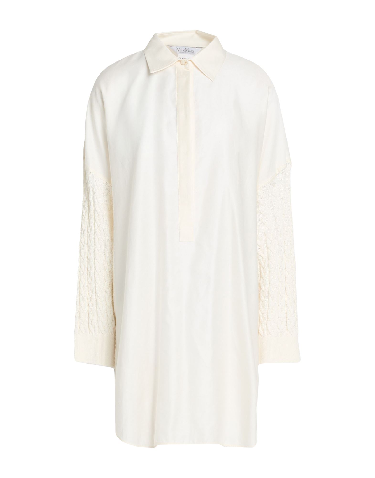 카프탄 탑, 포플린, 케이블 니트, 솔리드 컬러, 장식 부착 없음, 클래식 칼라, 롱 슬리브, 버튼 커프스, 히든 버튼 여밈, 옆면 롱 슬릿, 손세탁 또는 드라이클리닝, 표백 금지, 건조기 사용불가. 이미지