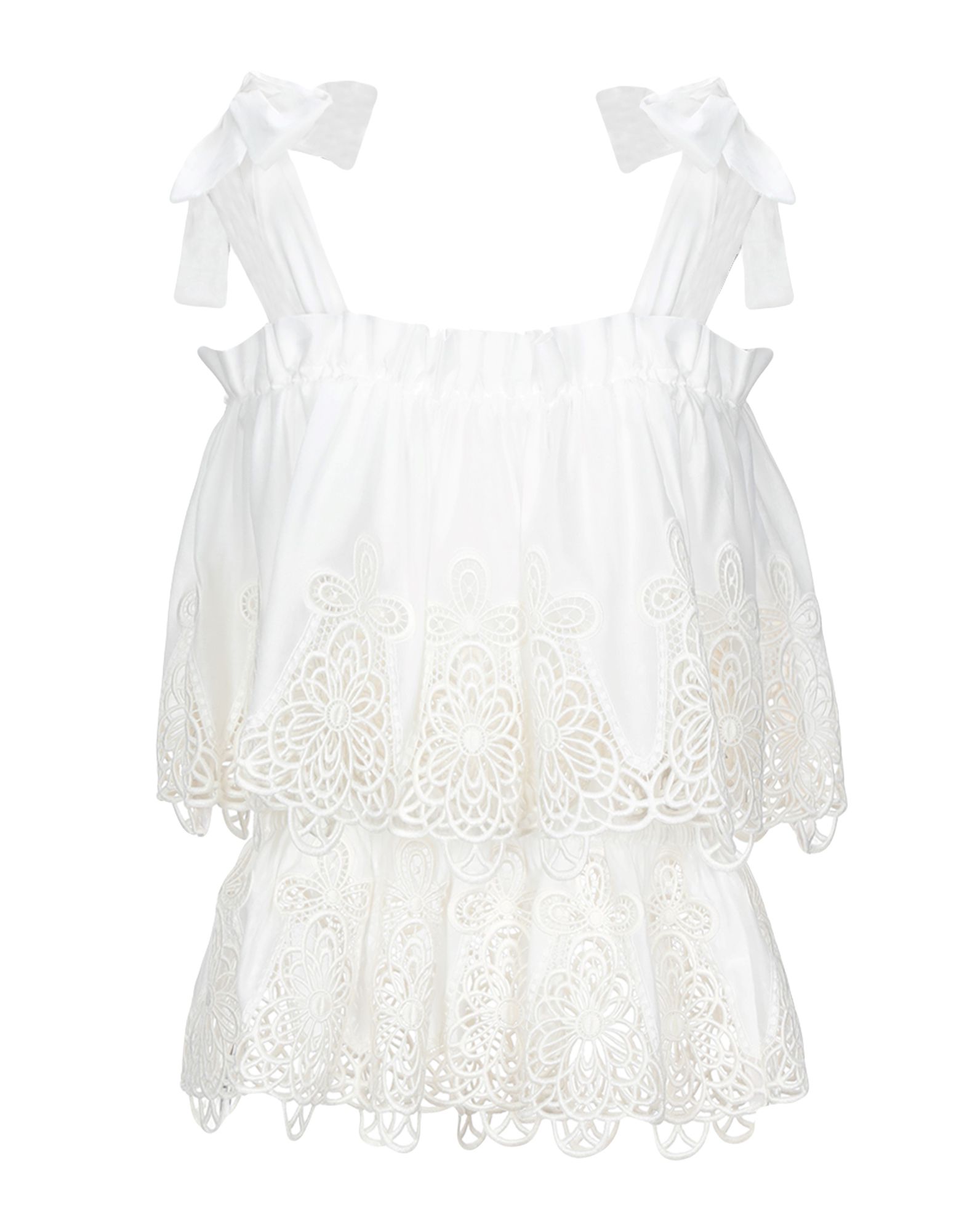 레이스, 우븐, 솔리드 컬러, 개더 디테일, 티어드, 스퀘어 네크라인, 슬리브리스, 포켓 없음, 바다로 떠나는 주말 여행이나 휴가를 위한 세련되고 편안한 스타일. 이미지