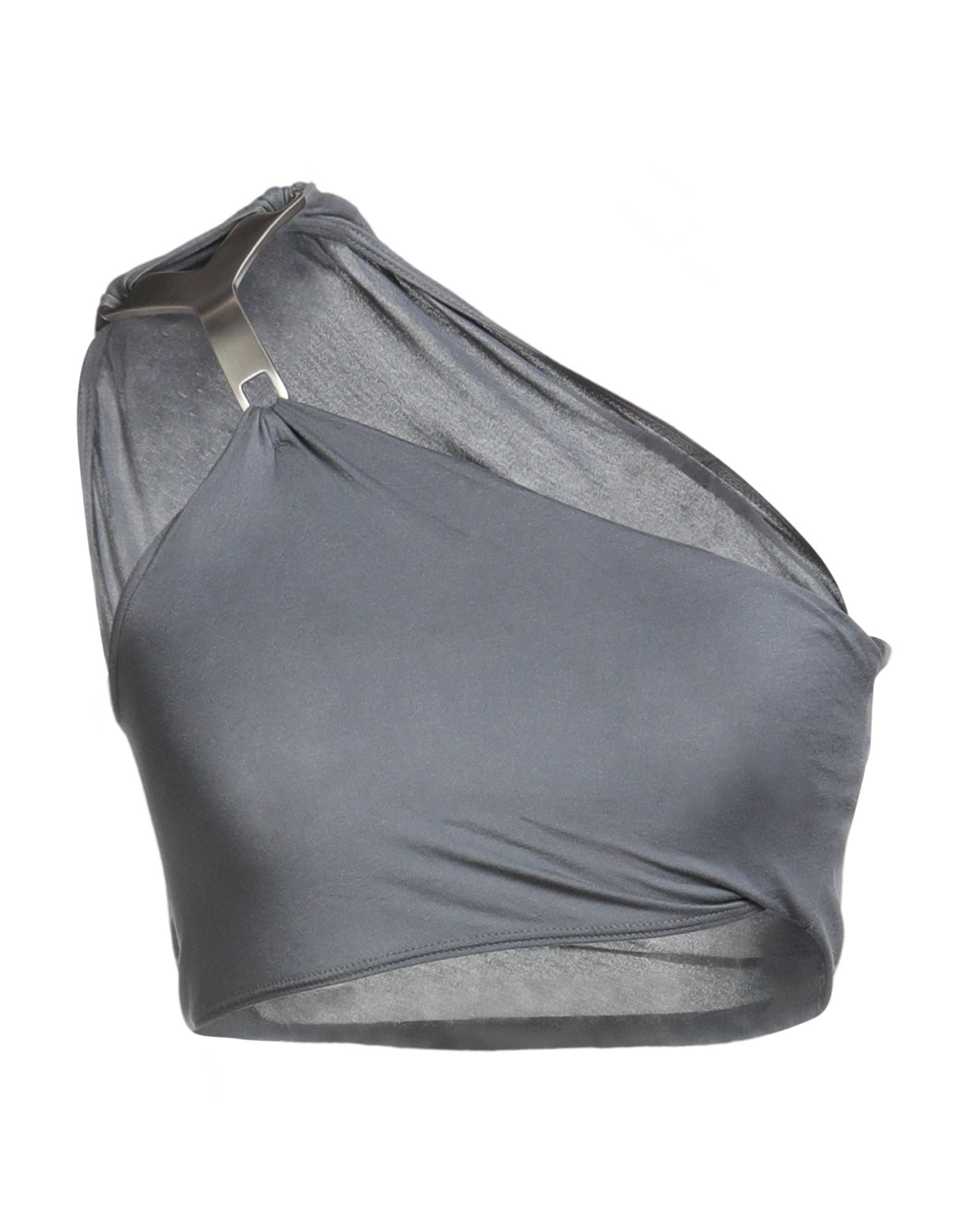 크롭 탑, 저지, 장식 디테일 솔리드 컬러, 장식 효과, 딥 네크라인, 원 숄더, 손세탁 또는 드라이클리닝, 표백 금지, 건조기 사용불가. 이미지