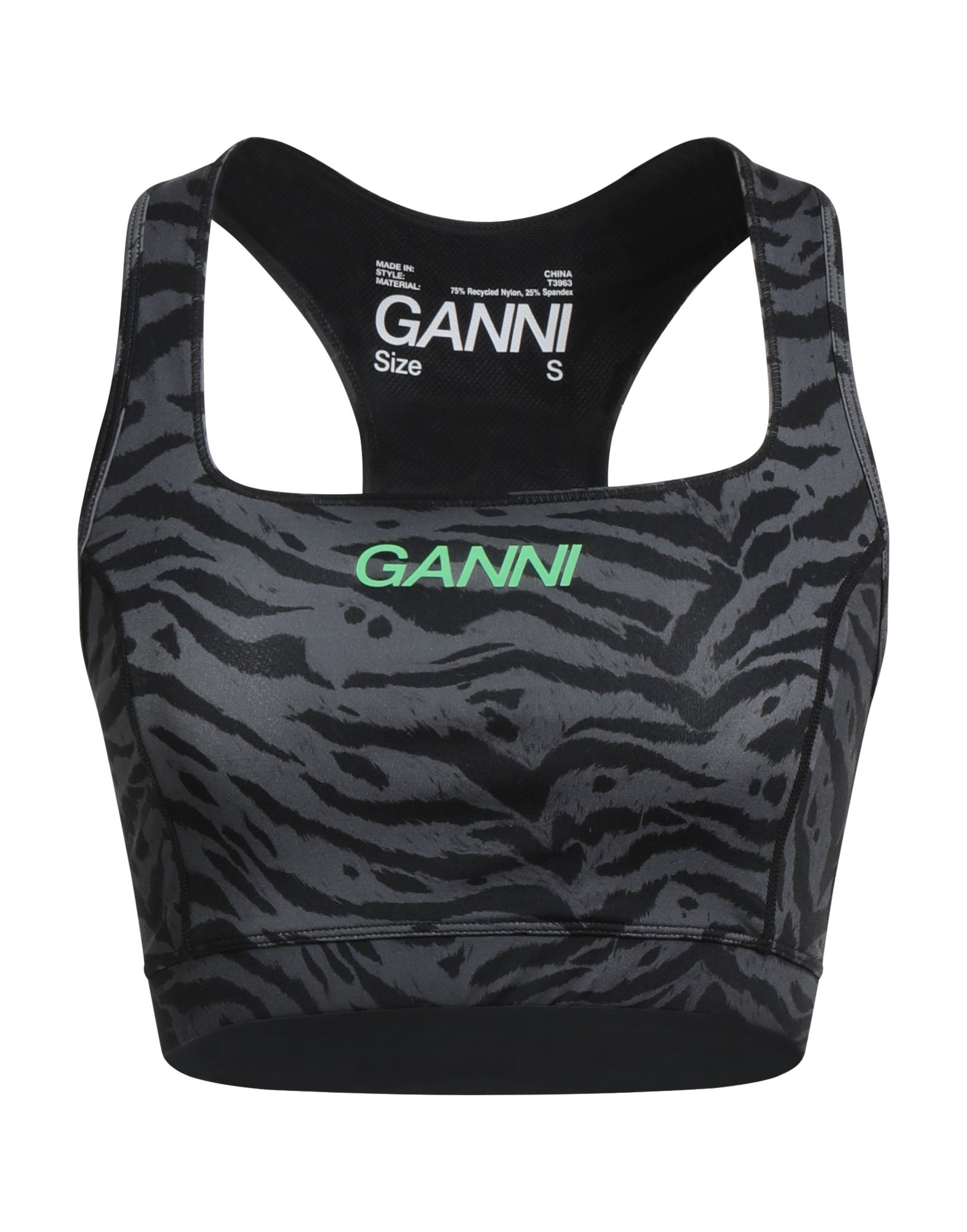 스포츠 탑, 합성 저지, 투톤 패턴, 브랜드 로고, 와이드 네크라인, 슬리브리스, 스트레치, 세탁기로 세탁, 표백 금지, 건조기 사용불가, 운동이나 야외 활동에 적합한, 스타일과 편안함을 모두 갖춘 퍼포먼스 스포츠웨어. 이미지