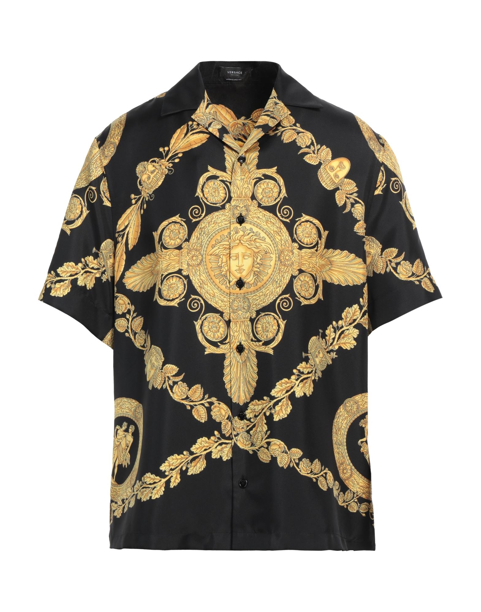 트윌, 장식 부착 없음, 시그니처 프린트, 캠프 칼라, 쇼트 슬리브, 버튼 여밈, 포켓 없음, 드라이클리닝, 표백 금지, 건조기 사용불가, 레귤러 셔츠, 루즈 핏. 이미지