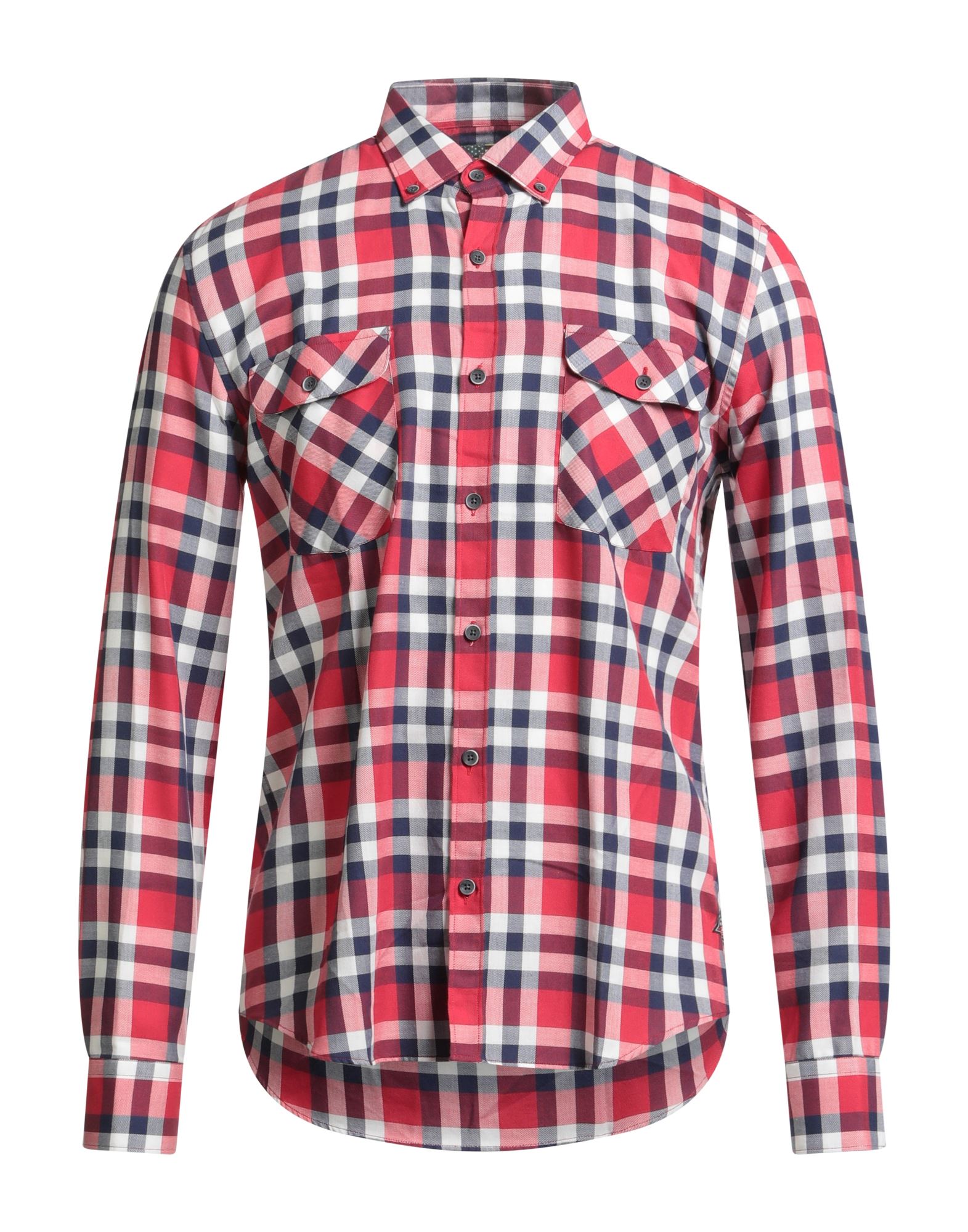 슬림 셔츠, 트윌, 체크, 브랜드 로고, 버튼다운 칼라, 롱 슬리브, 버튼 여밈, 포켓 2개, 세탁기 세탁 또는 드라이클리닝, 표백 금지, 건조기 사용불가. 이미지