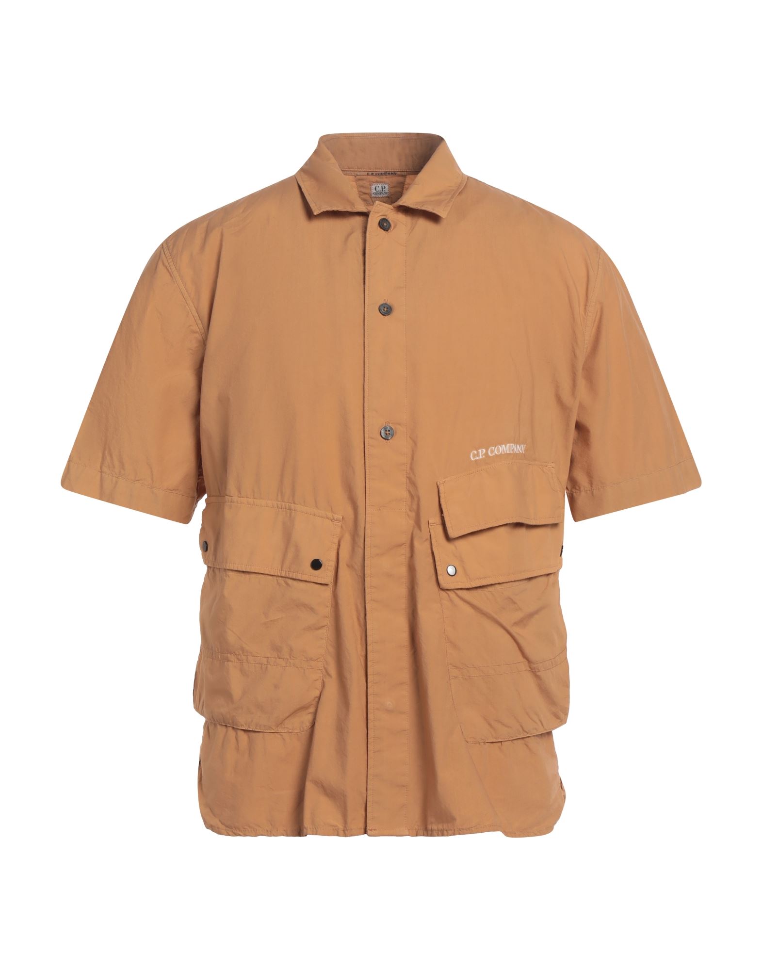 사파리 셔츠, 우븐, 장식 디테일 솔리드 컬러, 자수 장식, 클래식 칼라, 쇼트 슬리브, 버튼 여밈, 멀티 포켓, 세탁기 세탁 또는 드라이클리닝, 표백 금지, 건조기 사용불가, 이 브랜드는 사이즈가 작게 나옵니다. 이미지