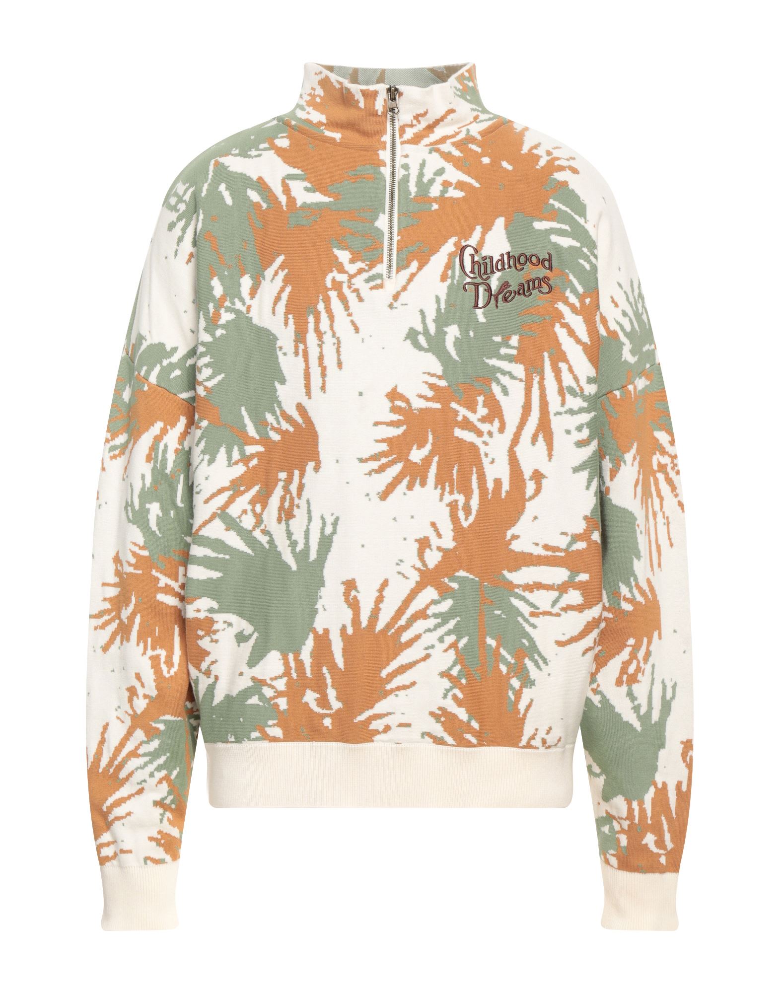 플로럴 모티브, 지퍼 클로저, 스탠드 칼라, 롱 슬리브. 이미지