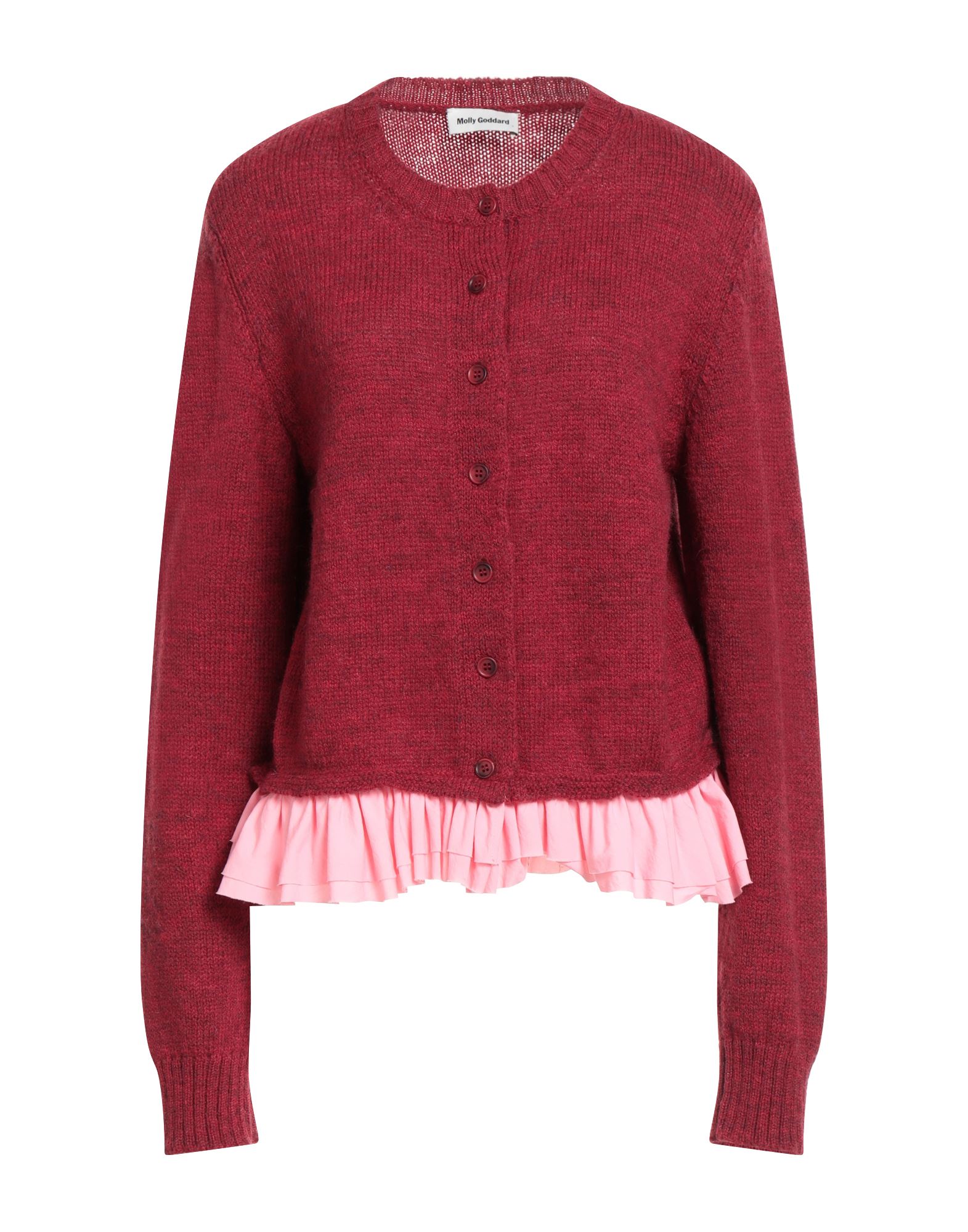 니트 소재, 트위드, 라이트웨이트 니트, 멜란지, 개더 디테일, 롱 슬리브, 리브 조직 커프스, 버튼 여밈, 손세탁 또는 드라이클리닝, 표백 금지, 건조기 사용불가. 이미지