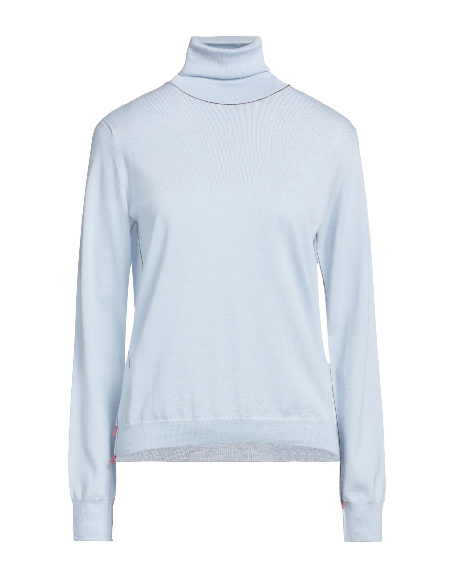 니트 소재, 라이트웨이트 니트, 장식 부착 없음, 솔리드 컬러, 터틀넥, 롱 슬리브, 포켓 없음. 이미지