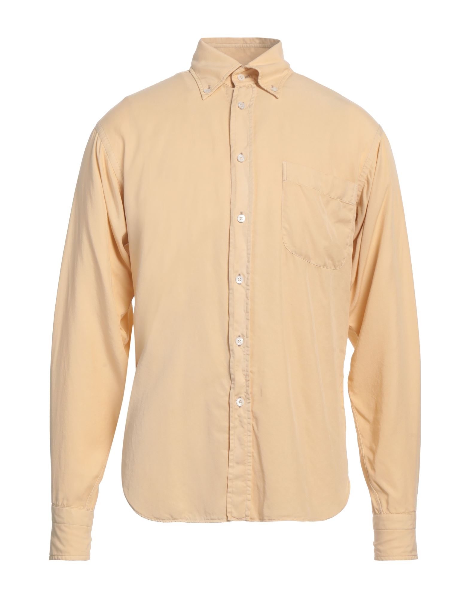 트윌, 장식 부착 없음, 솔리드 컬러, 버튼다운 칼라, 롱 슬리브, 버튼 커프스, 버튼 여밈, 싱글 포켓, 동물성 비섬유 자재 함유, 레귤러 셔츠. 이미지