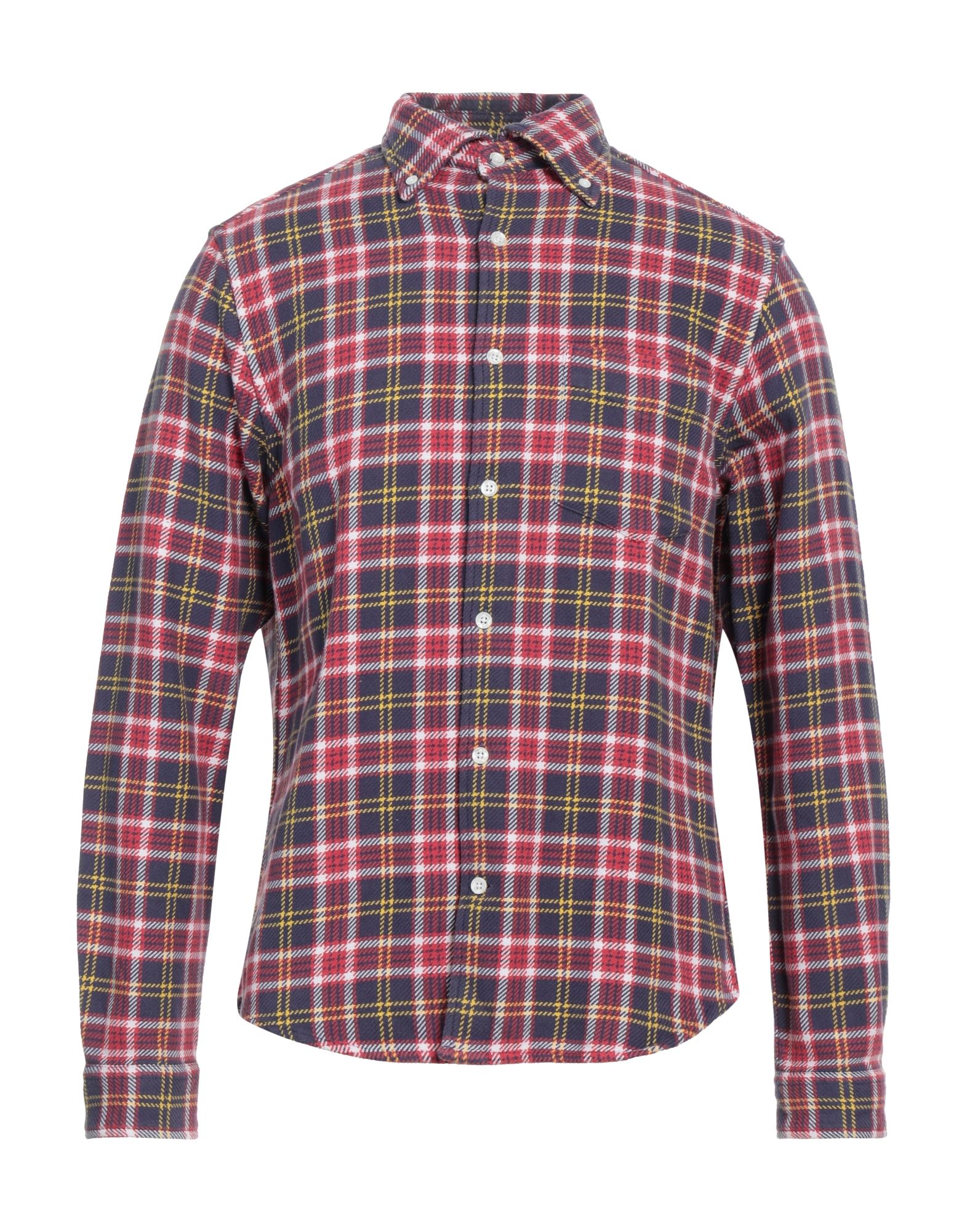 레귤러 셔츠, 트위드, 타탄체크, 장식 부착 없음, 버튼다운 칼라, 롱 슬리브, 버튼 여밈, 포켓 1개. 이미지