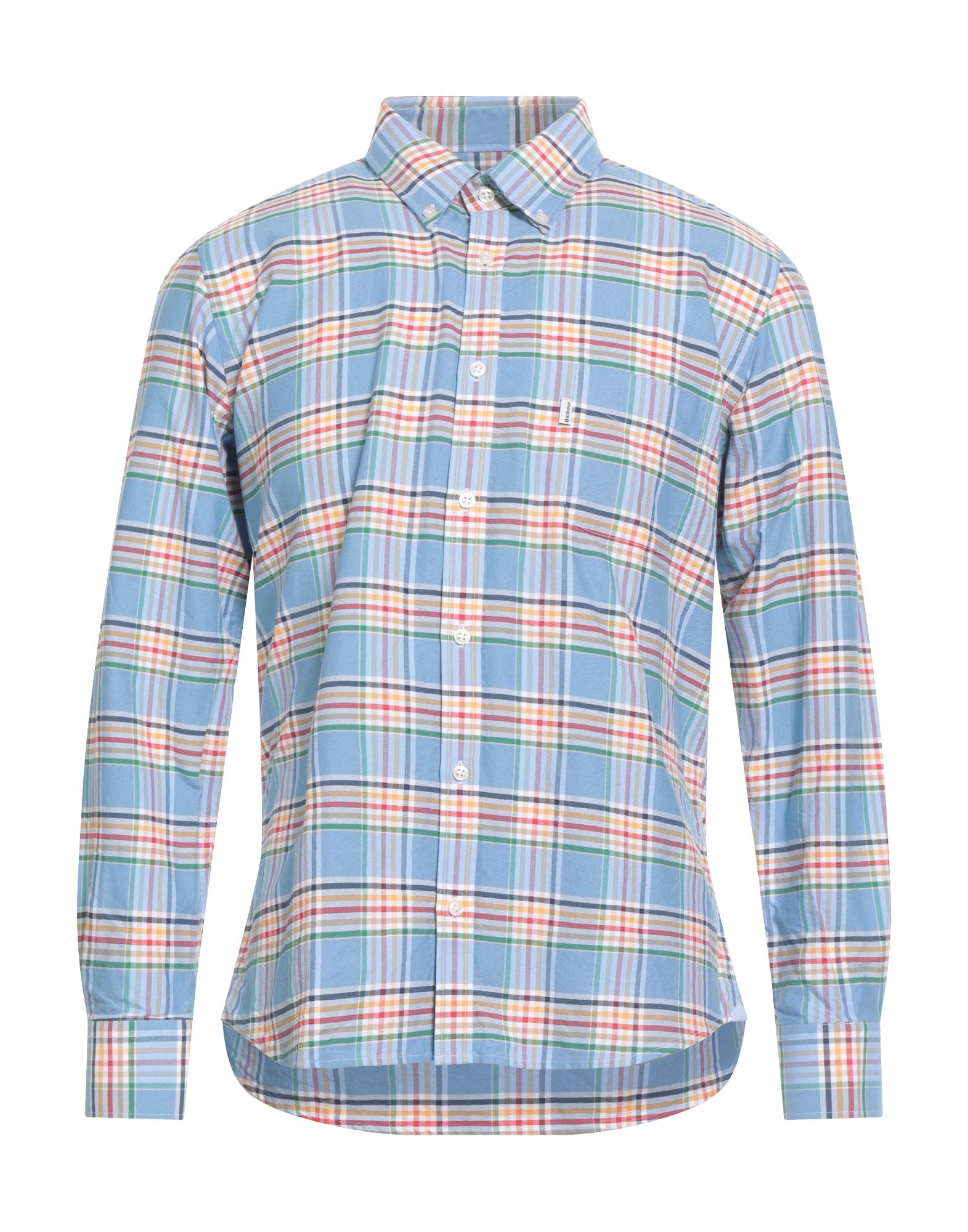 레귤러 셔츠, 캔바스, 타탄체크, 브랜드 로고, 버튼다운 칼라, 롱 슬리브, 버튼 커프스, 버튼 여밈, 포켓 1개, 세탁기 세탁 또는 드라이클리닝, 표백 금지, 건조기 사용불가. 이미지