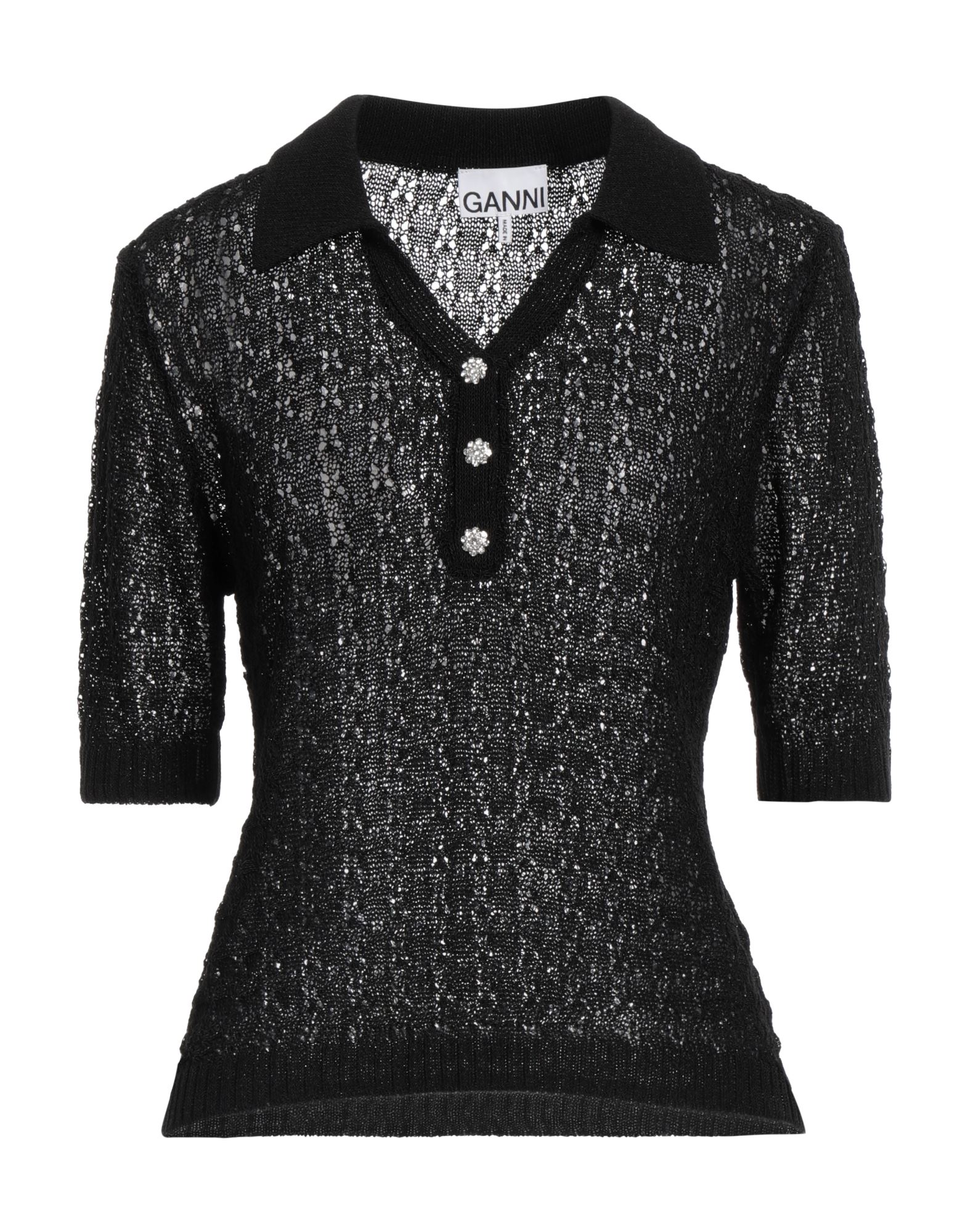 니트 소재, 라이트웨이트 니트, 장식 디테일 솔리드 컬러, 버튼 장식, 폴로 칼라, 쇼트 슬리브, 버튼 여밈, 손세탁 또는 드라이클리닝, 표백 금지, 건조기 사용불가, 다림질 금지, 이 브랜드는 사이즈가 작게 나옵니다. 이미지