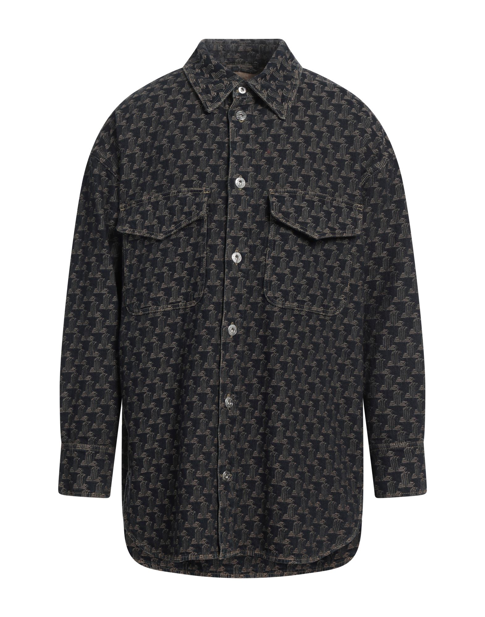 우븐, 자카드, 장식 부착 없음, 투톤 패턴, 클래식 칼라, 롱 슬리브, 버튼 커프스, 버튼 여밈, 포켓 2개, 드라이클리닝, 표백 금지, 건조기 사용불가, 셔츠 자켓, 루즈 핏. 이미지