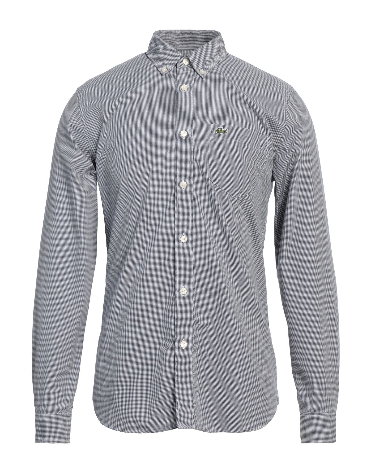 레귤러 셔츠, 메쉬 패브릭, 체크, 자수 로고 장식, 버튼다운 칼라, 롱 슬리브, 버튼 커프스, 버튼 여밈, 포켓 1개, 세탁기로 세탁, 표백 금지, 건조기 사용불가. 이미지
