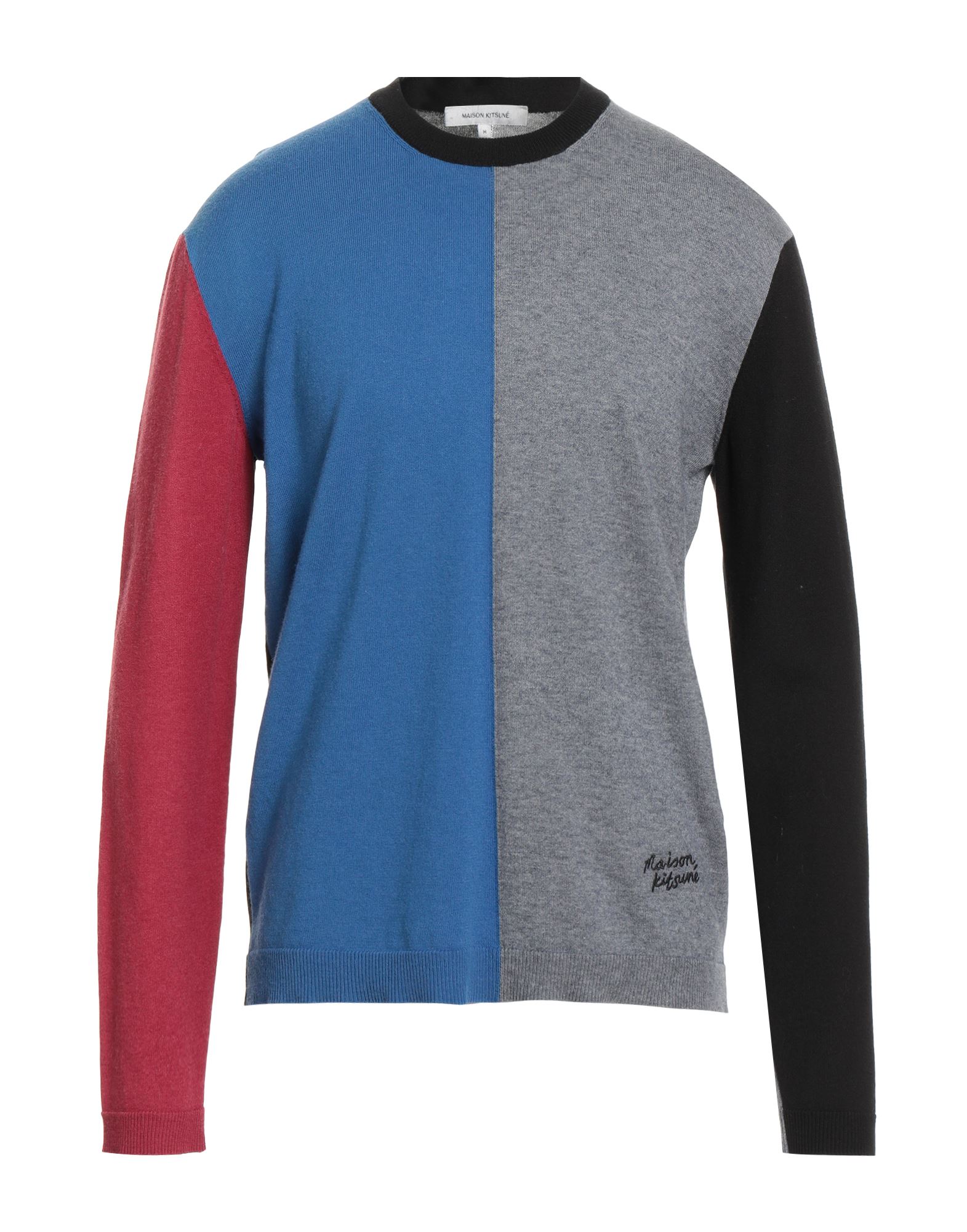 니트 소재, 라이트웨이트 니트, 멀티컬러 패턴, 자수 로고 장식, 크루넥, 롱 슬리브, 손세탁 또는 드라이클리닝, 표백 금지, 건조기 사용불가. 이미지