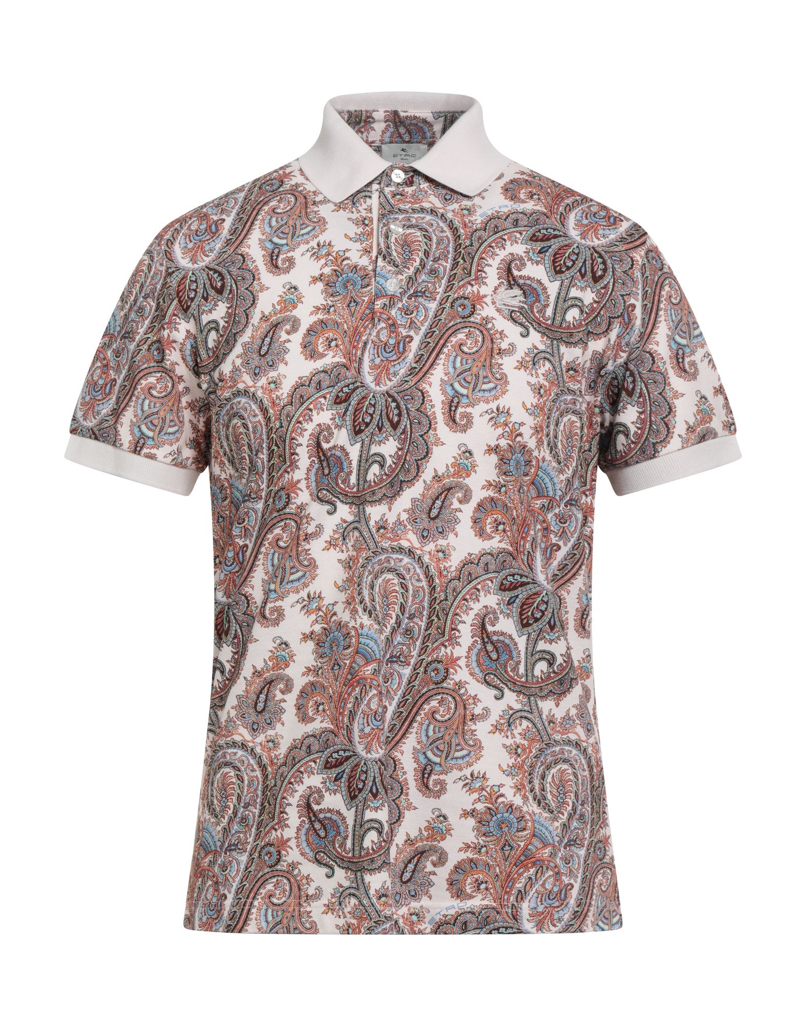 피케, 멀티컬러 패턴, 장식 부착 없음, 버튼 넥, 쇼트 슬리브, 세탁기로 세탁, 표백 금지, 건조기 사용불가. 이미지