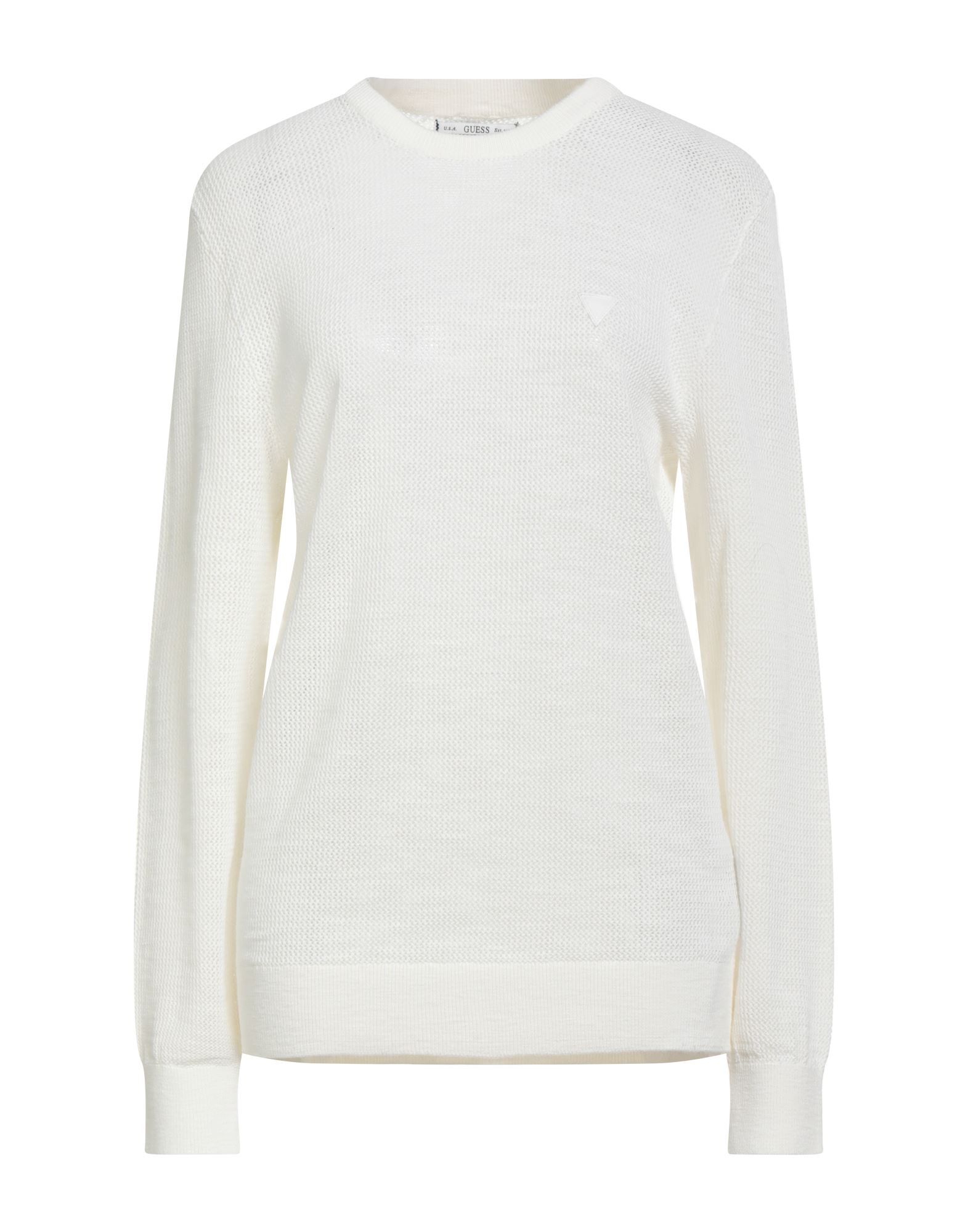 니트 소재, 라이트웨이트 니트, 브랜드 로고, 솔리드 컬러, 크루넥, 롱 슬리브, 세탁기로 세탁, 표백 금지, 건조기 사용불가, 이 브랜드는 사이즈가 크게 나옵니다. 이미지