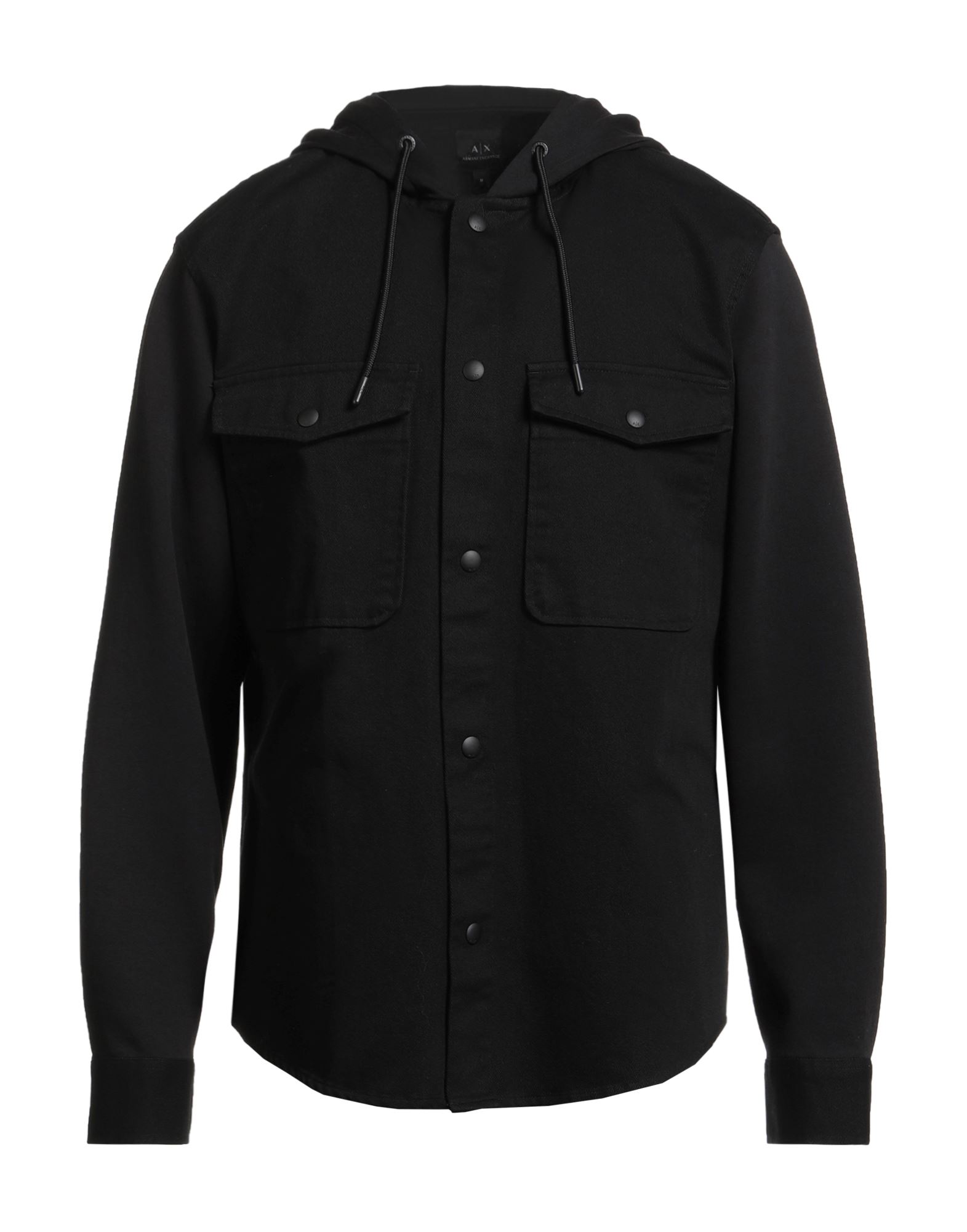 셔츠 자켓, 개버딘, 저지, 솔리드 컬러, 브랜드 로고, 후드, 롱 슬리브, 스냅버튼 커프스, 스냅버튼 여밈, 포켓 2개, 세탁기로 세탁, 표백 금지, 건조기 사용불가. 이미지