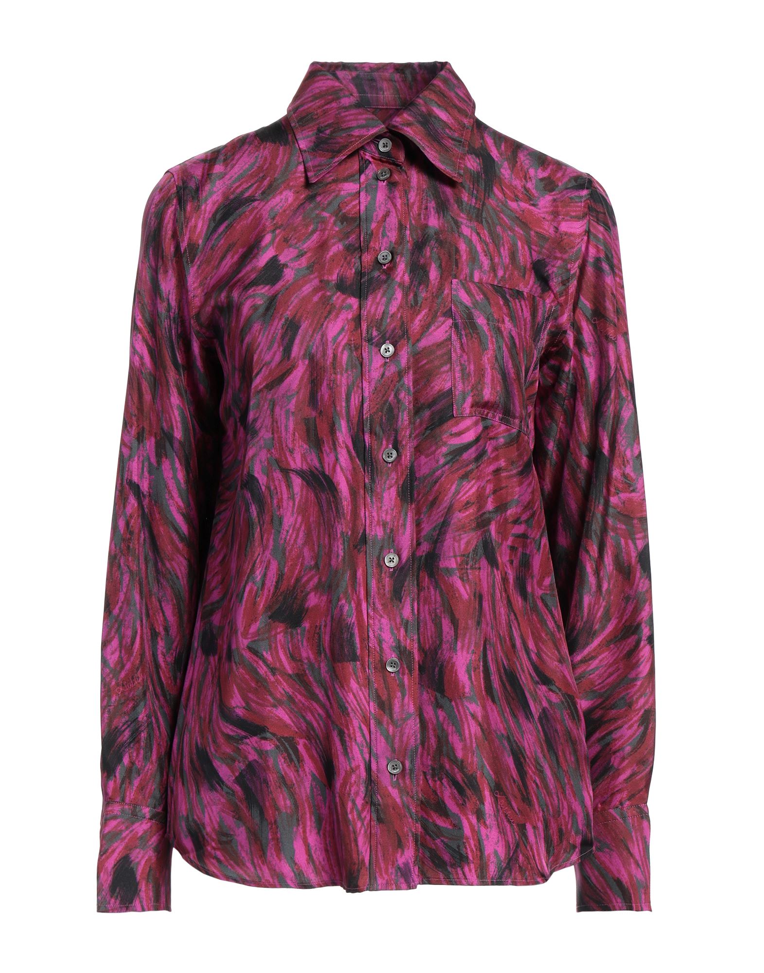 셔츠, 트윌, 멀티컬러 패턴, 장식 부착 없음, 클래식 칼라, 롱 슬리브, 버튼 여밈, 포켓 1개, 드라이클리닝, 표백 금지, 건조기 사용불가. 이미지