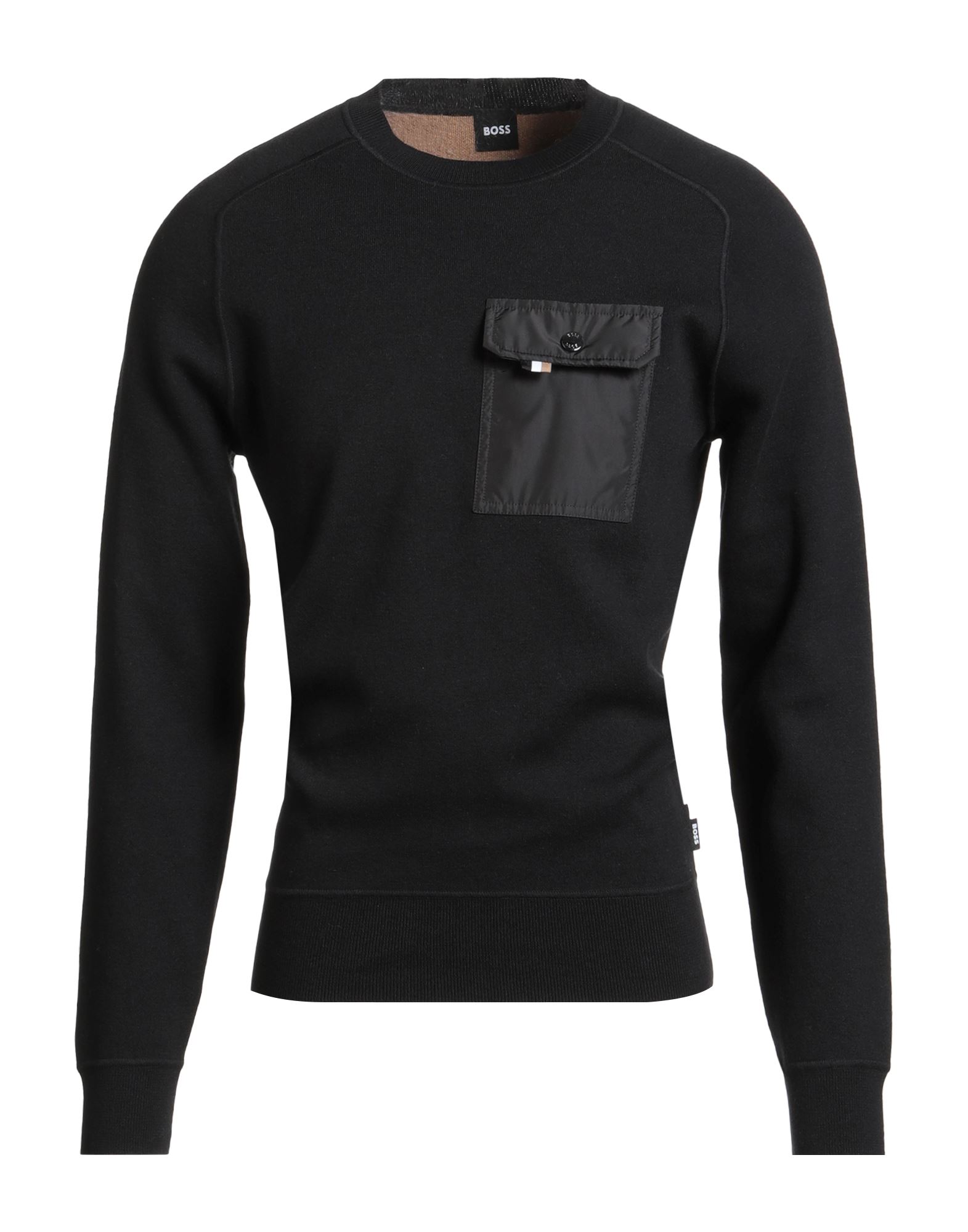 니트 소재, 테크니컬 패브릭, 라이트웨이트 니트, 대조적인 포켓, 솔리드 컬러, 크루넥, 롱 슬리브, 포켓 1개, 세탁기 세탁 또는 드라이클리닝, 표백 금지, 건조기 사용불가. 이미지