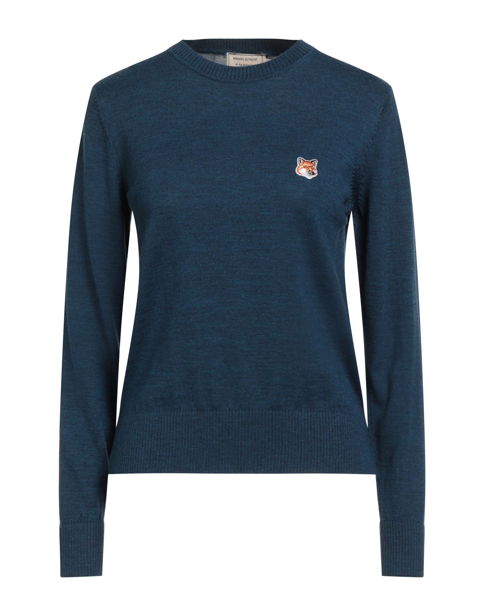 울, 라이트웨이트 니트, 자수 로고 장식, 멜란지, 크루넥, 롱 슬리브, 손세탁 또는 드라이클리닝, 표백 금지, 건조기 사용불가. 이미지