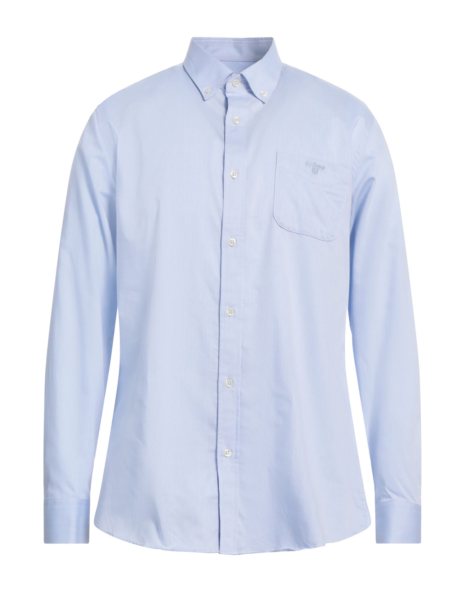 레귤러 셔츠, 우븐, 솔리드 컬러, 자수 로고 장식, 버튼다운 칼라, 롱 슬리브, 버튼 커프스, 버튼 여밈, 포켓 1개, 세탁기 세탁 또는 드라이클리닝, 표백 금지, 건조기 사용불가. 이미지