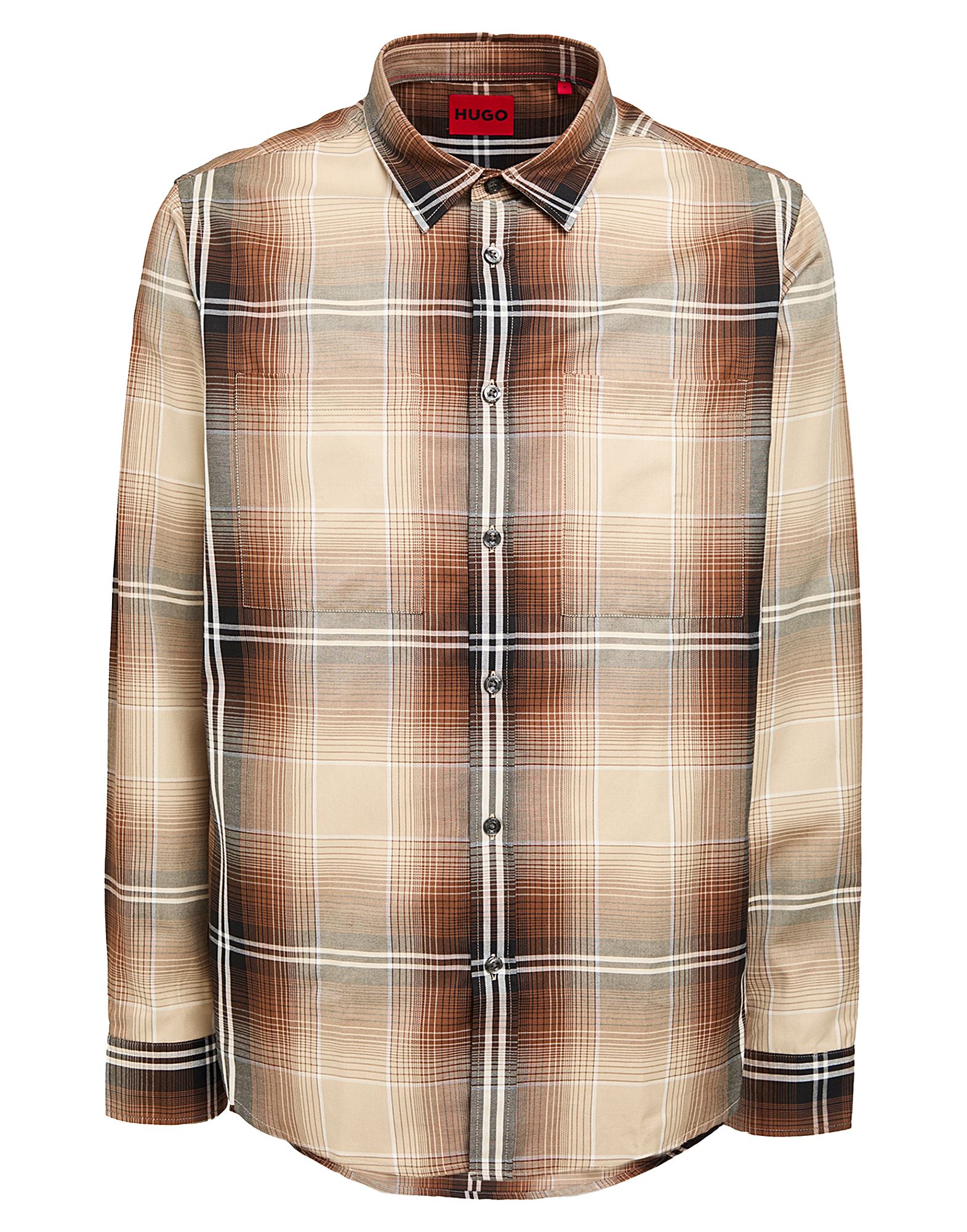 레귤러 셔츠, 자카드, 장식 부착 없음, 타탄체크, 클래식 칼라, 롱 슬리브, 버튼 커프스, 버튼 여밈, 포켓 2개, 세탁기로 세탁, 표백 금지, 건조기 사용불가, 이 브랜드는 사이즈가 크게 나옵니다. 이미지