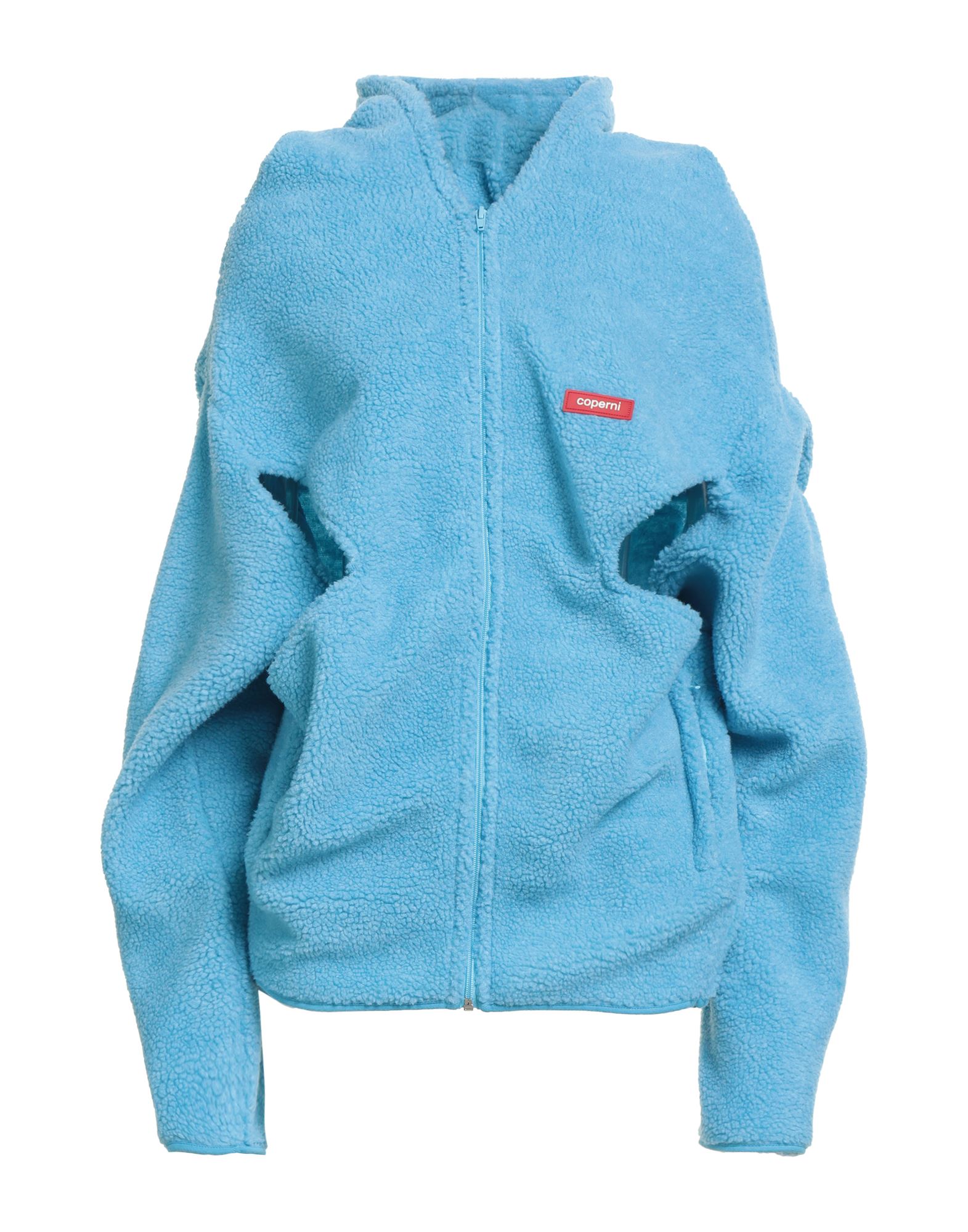 셰르파 원단, 솔리드 컬러, 자수 장식, 후드, 롱 슬리브, 지퍼 여밈, 지퍼 포켓, 세탁기로 세탁, 표백 금지, 건조기 사용불가. 이미지