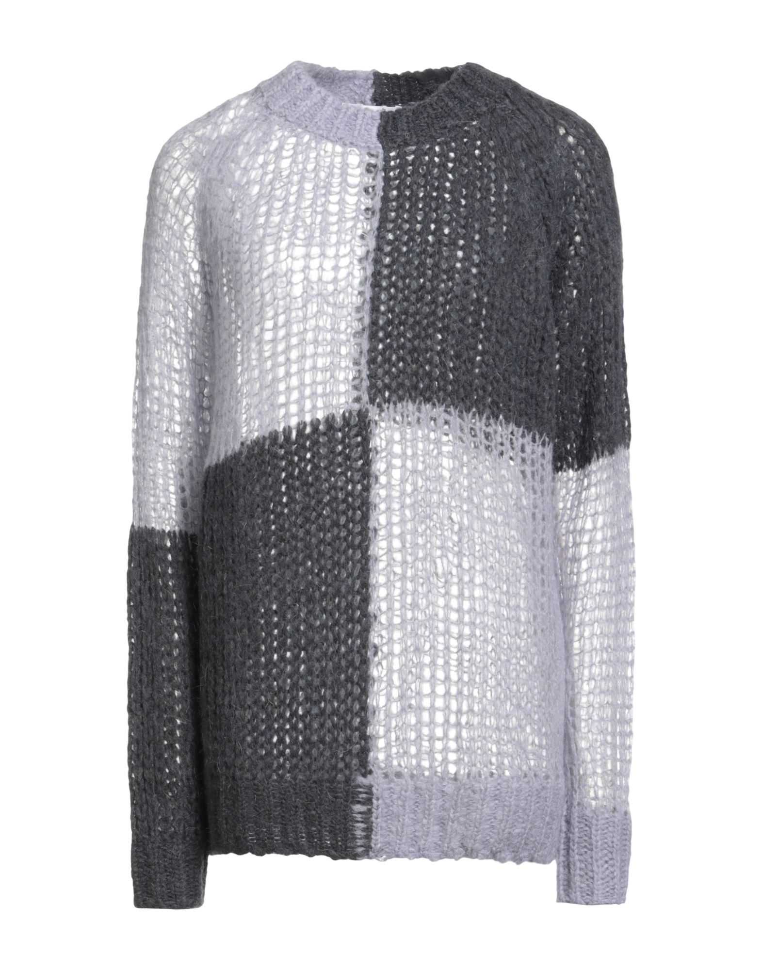 니트 소재, 미디엄웨이트 니트, 장식 부착 없음, 투톤 패턴, 크루넥, 롱 슬리브, 손세탁 또는 드라이클리닝, 표백 금지, 건조기 사용불가. 이미지