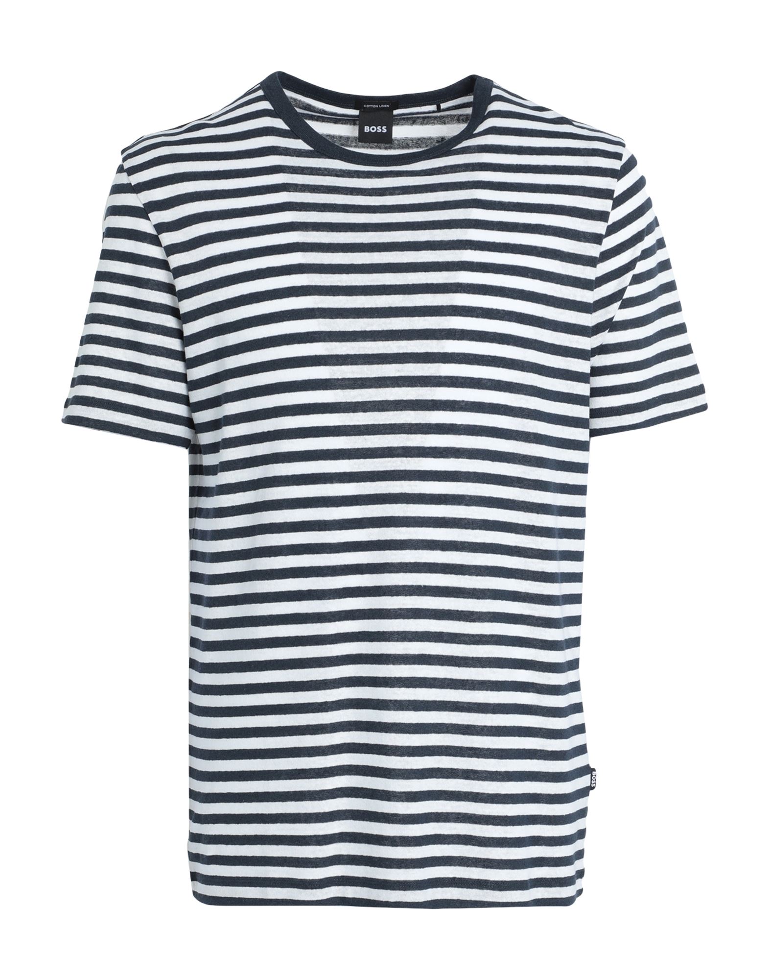 저지, 브랜드 로고, 스트라이프, 크루넥, 쇼트 슬리브, 세탁기로 세탁, 표백 금지, 건조기 사용불가, 패턴 티셔츠. 이미지