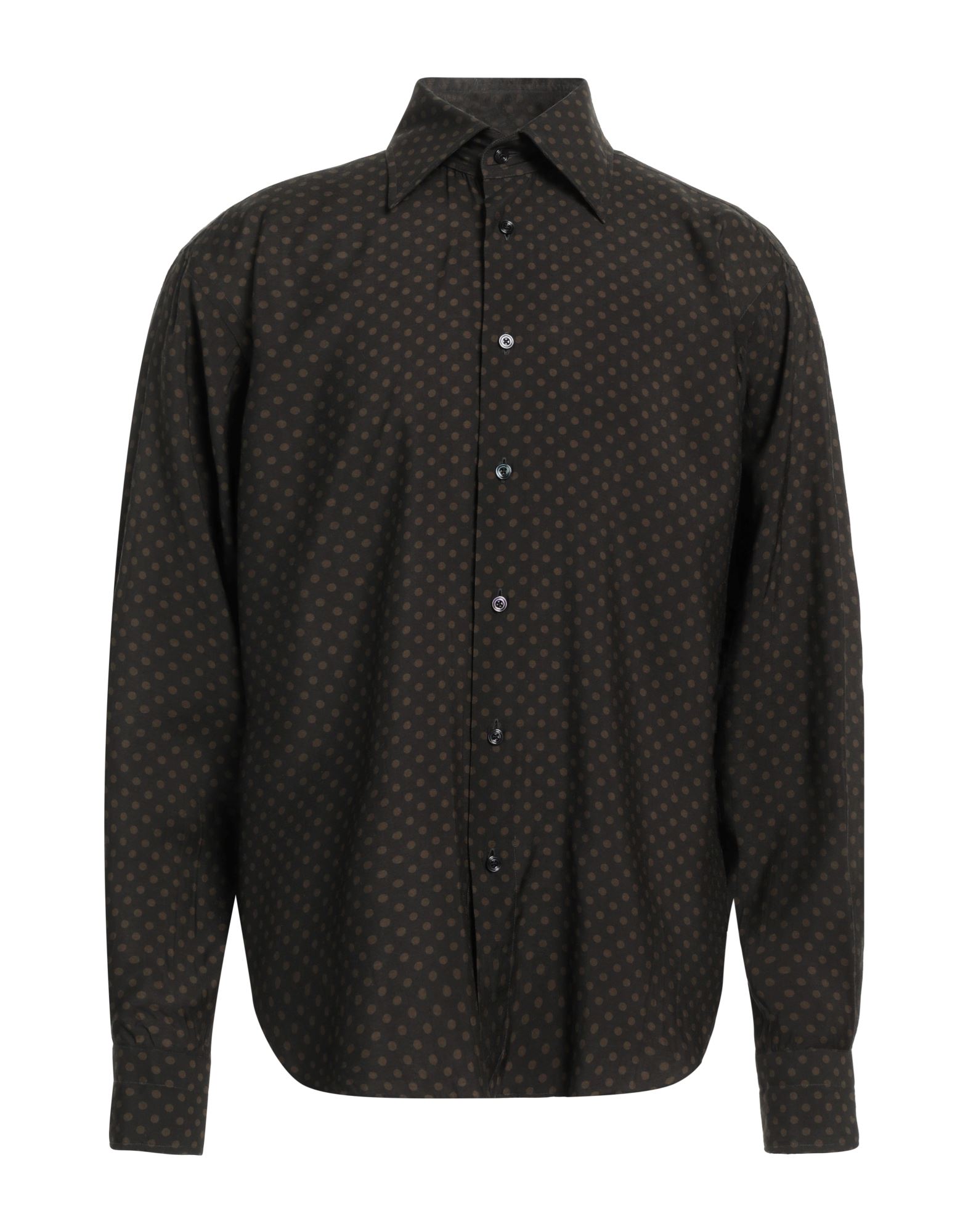 레귤러 셔츠, 우븐, 폴카도트, 장식 부착 없음, 클래식 칼라, 롱 슬리브. 이미지