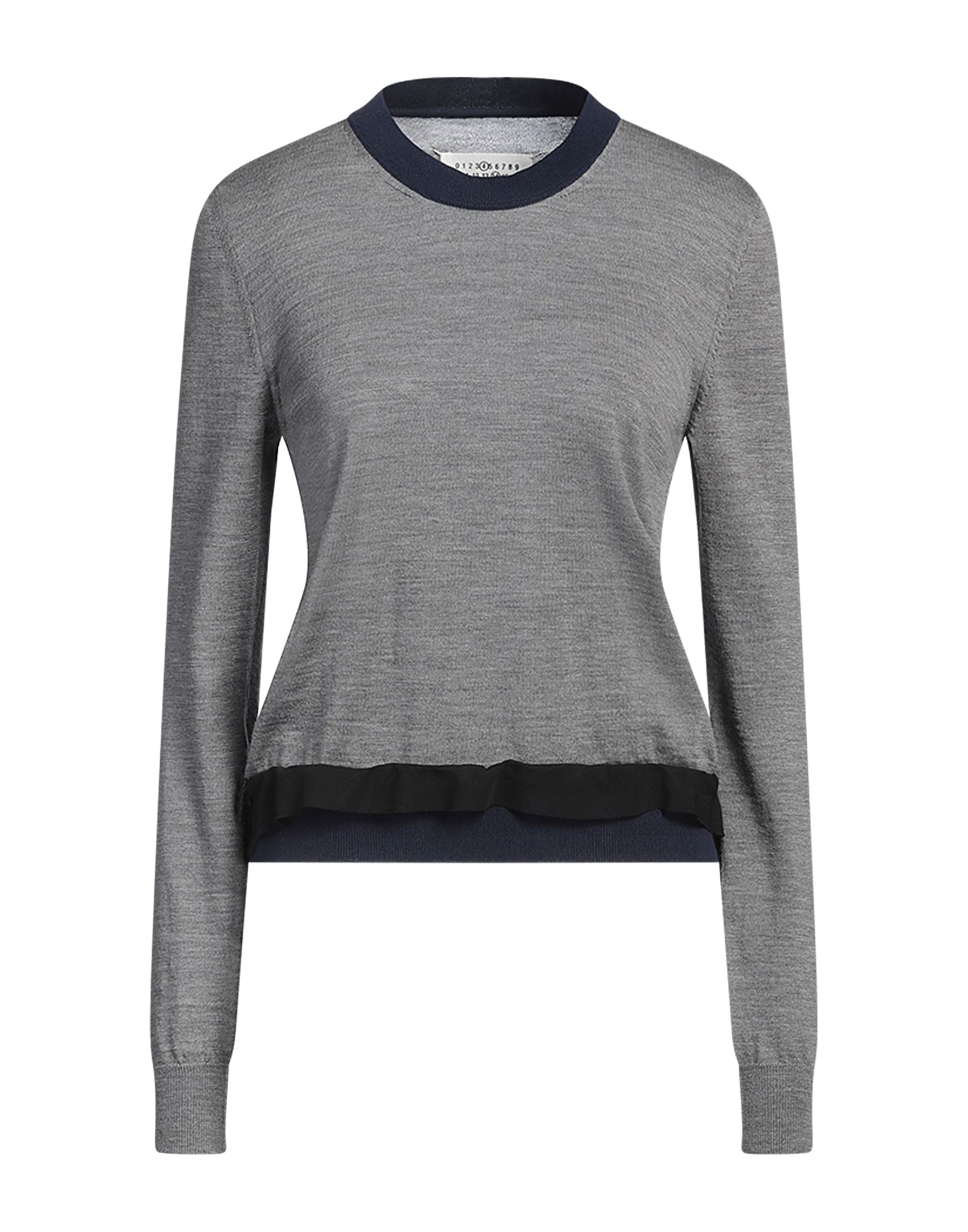 니트 소재, 크레이프, 멜란지 효과, 러플, 투톤 패턴, 크루넥, 롱 슬리브, 포켓 없음, 드라이클리닝, 표백 금지, 건조기 사용불가. 이미지