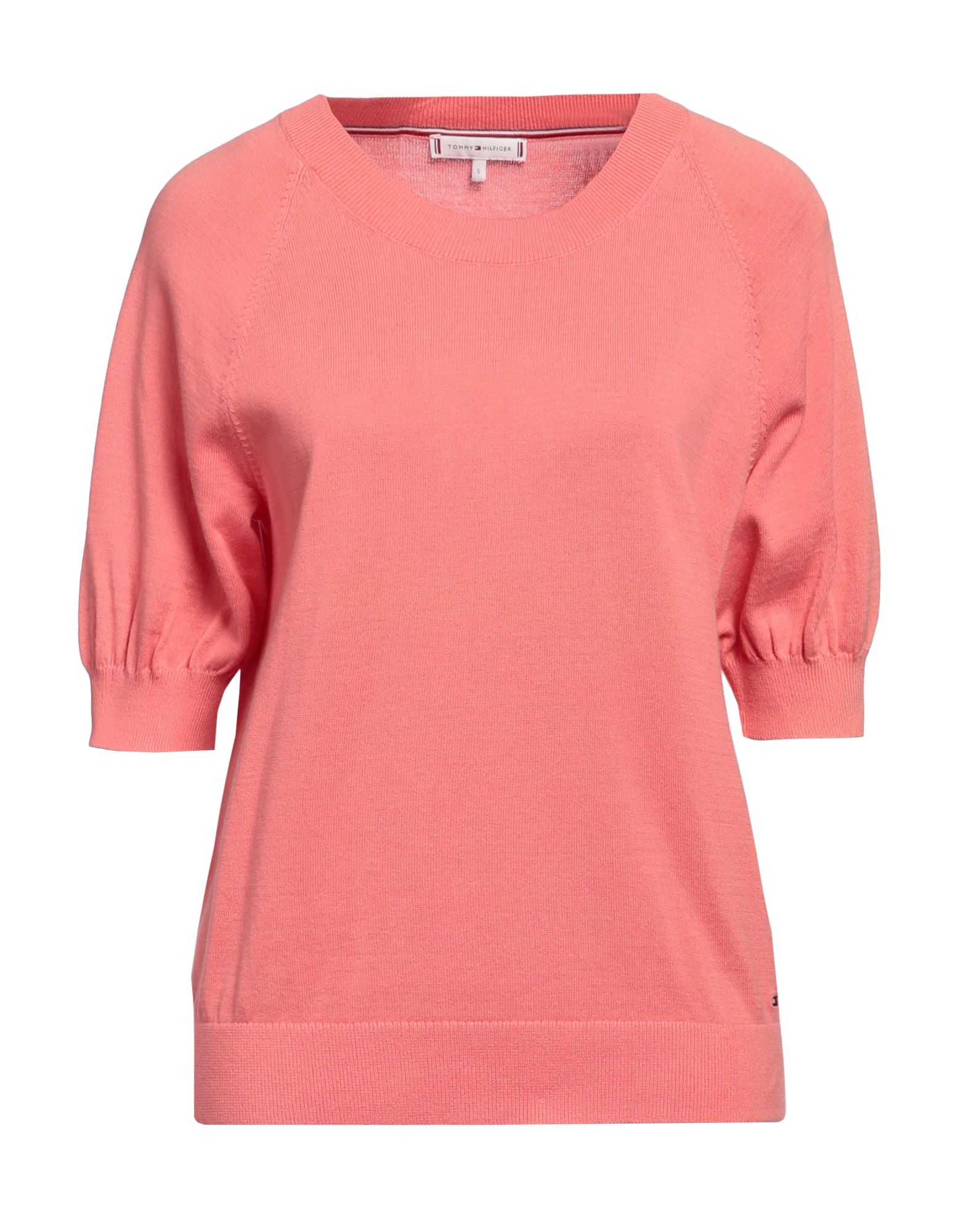 니트 소재, 라이트웨이트 니트, 브랜드 로고, 솔리드 컬러, 라운드 네크라인, 쇼트 슬리브, 래글런 슬리브, 포켓 없음. 이미지