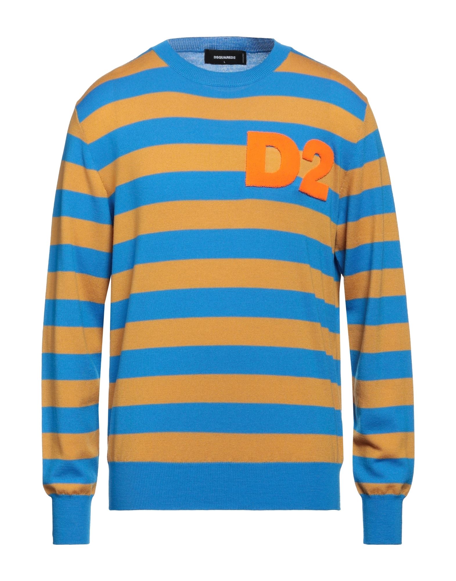 니트 소재, 라이트웨이트 니트, 브랜드 로고, 스트라이프, 라운드 네크라인, 롱 슬리브, 포켓 없음, 라지 핏. 이미지