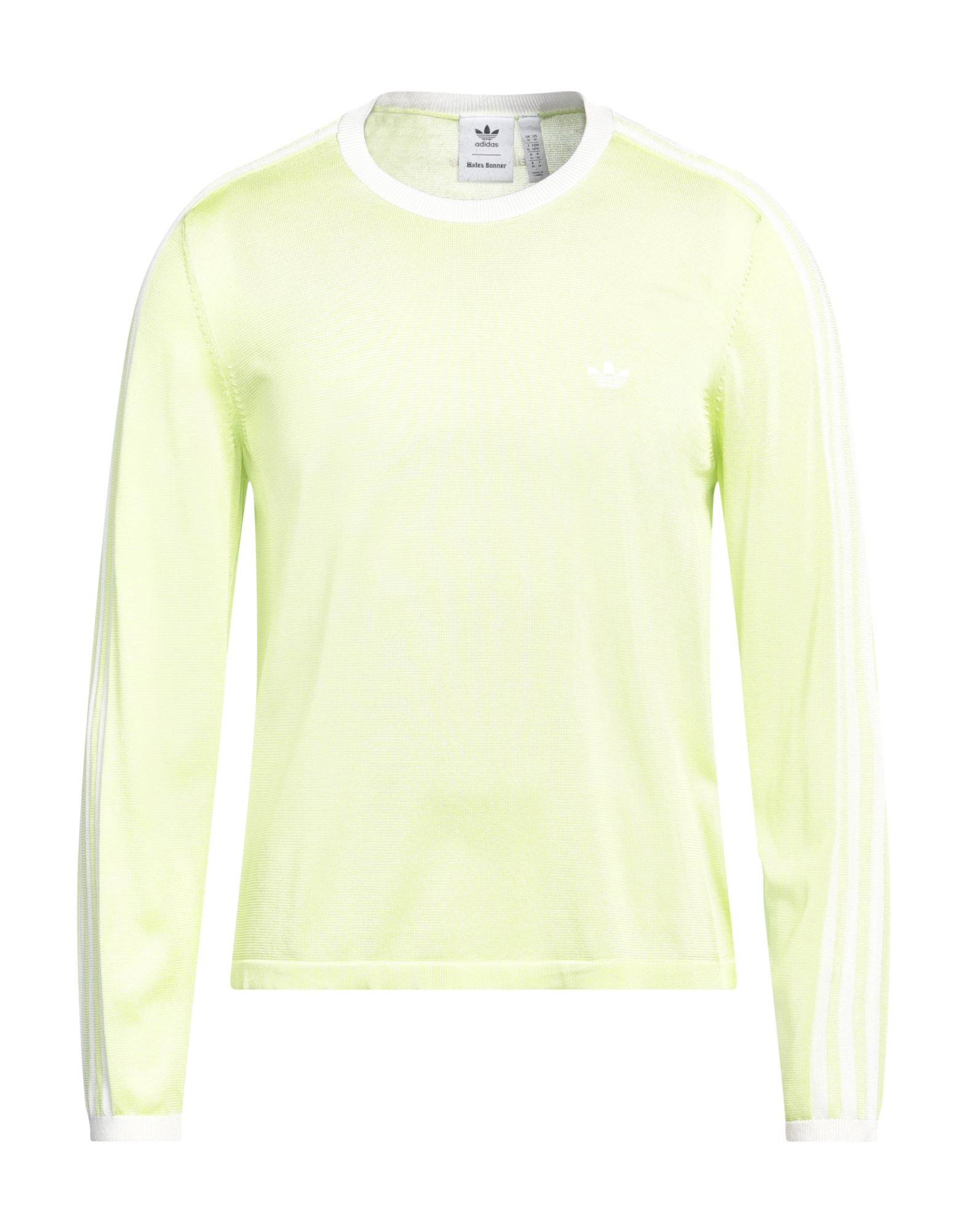 니트 소재, 라이트웨이트 니트, 투톤 패턴, 브랜드 로고, 크루넥, 롱 슬리브, 세탁기로 세탁, 표백 금지, 건조기 사용불가. 이미지