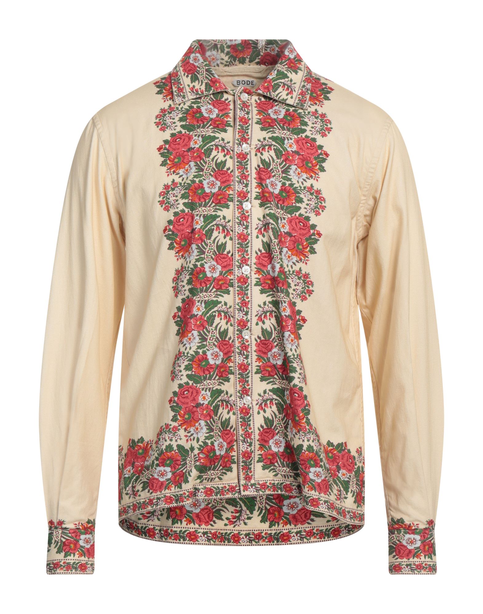 플란넬, 장식 부착 없음, 플로럴 모티브, 클래식 칼라, 롱 슬리브, 버튼 커프스, 버튼 여밈, 포켓 없음, 레귤러 셔츠. 이미지