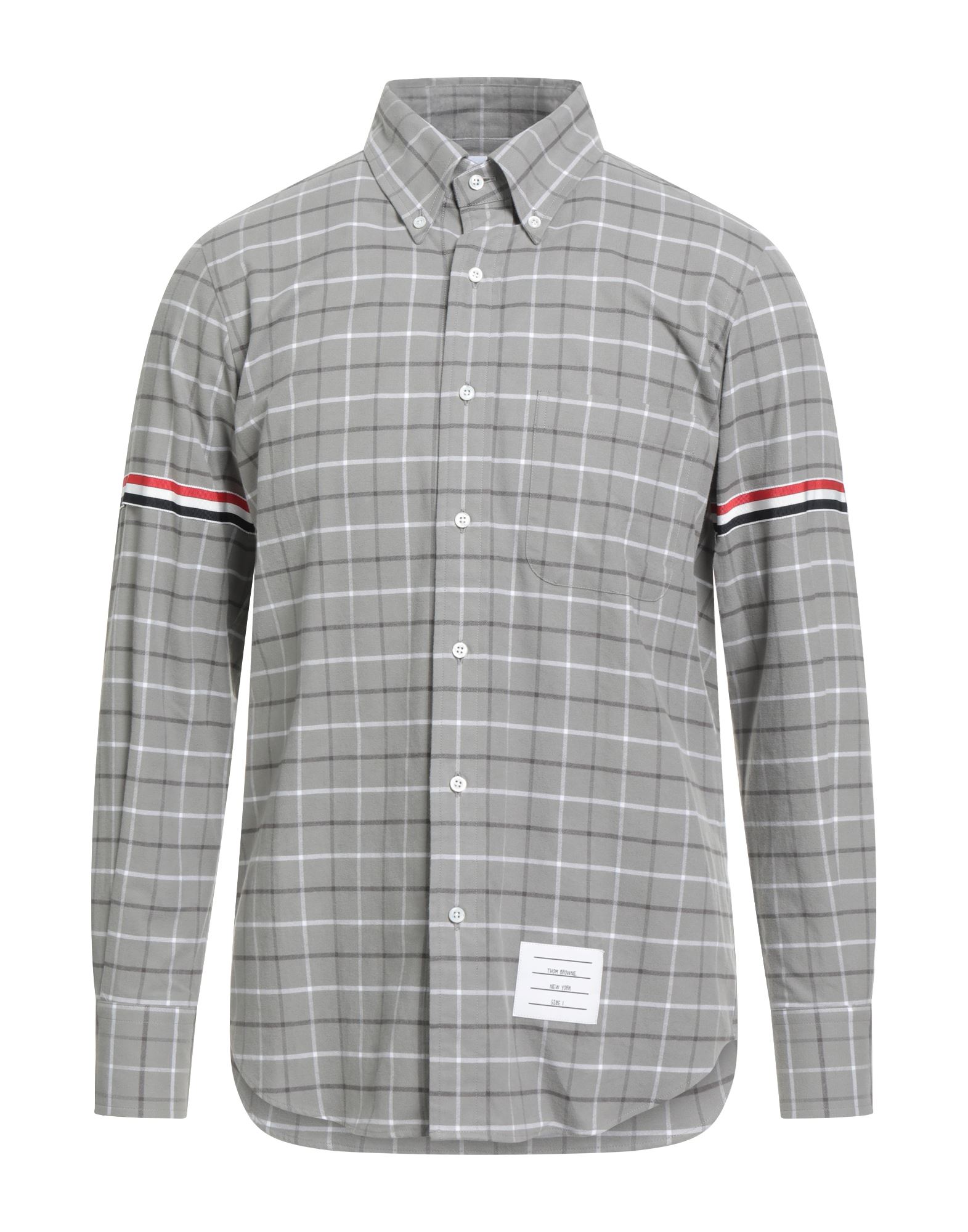 레귤러 셔츠, 트윌, 체크, 브랜드 로고, 버튼다운 칼라, 롱 슬리브, 버튼 여밈, 포켓 1개, 드라이클리닝, 표백 금지, 건조기 사용불가. 이미지