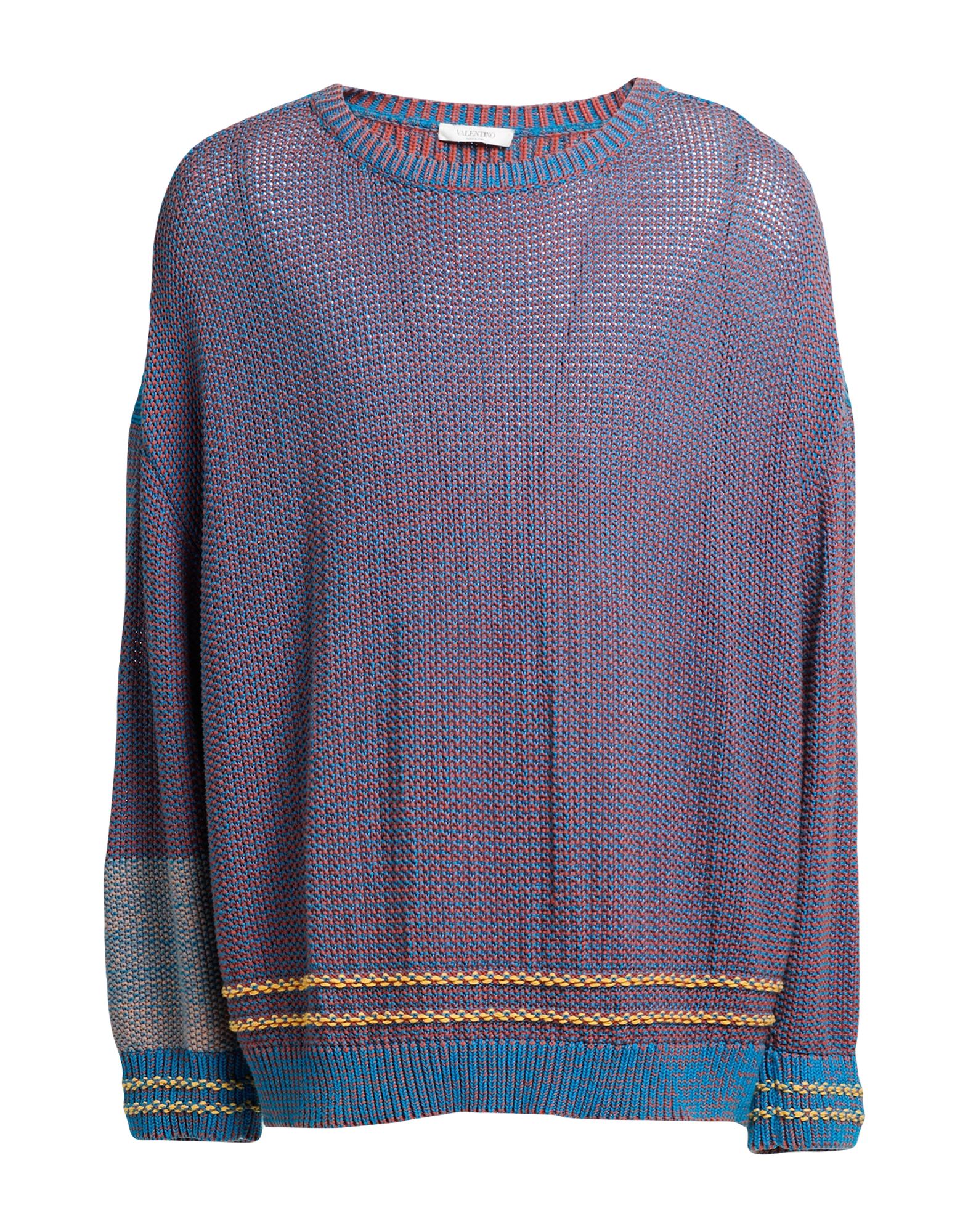 니트 소재, 미디엄웨이트 니트, 장식 부착 없음, 멀티컬러 패턴, 크루넥, 롱 슬리브, 드라이클리닝, 표백 금지, 건조기 사용불가. 이미지