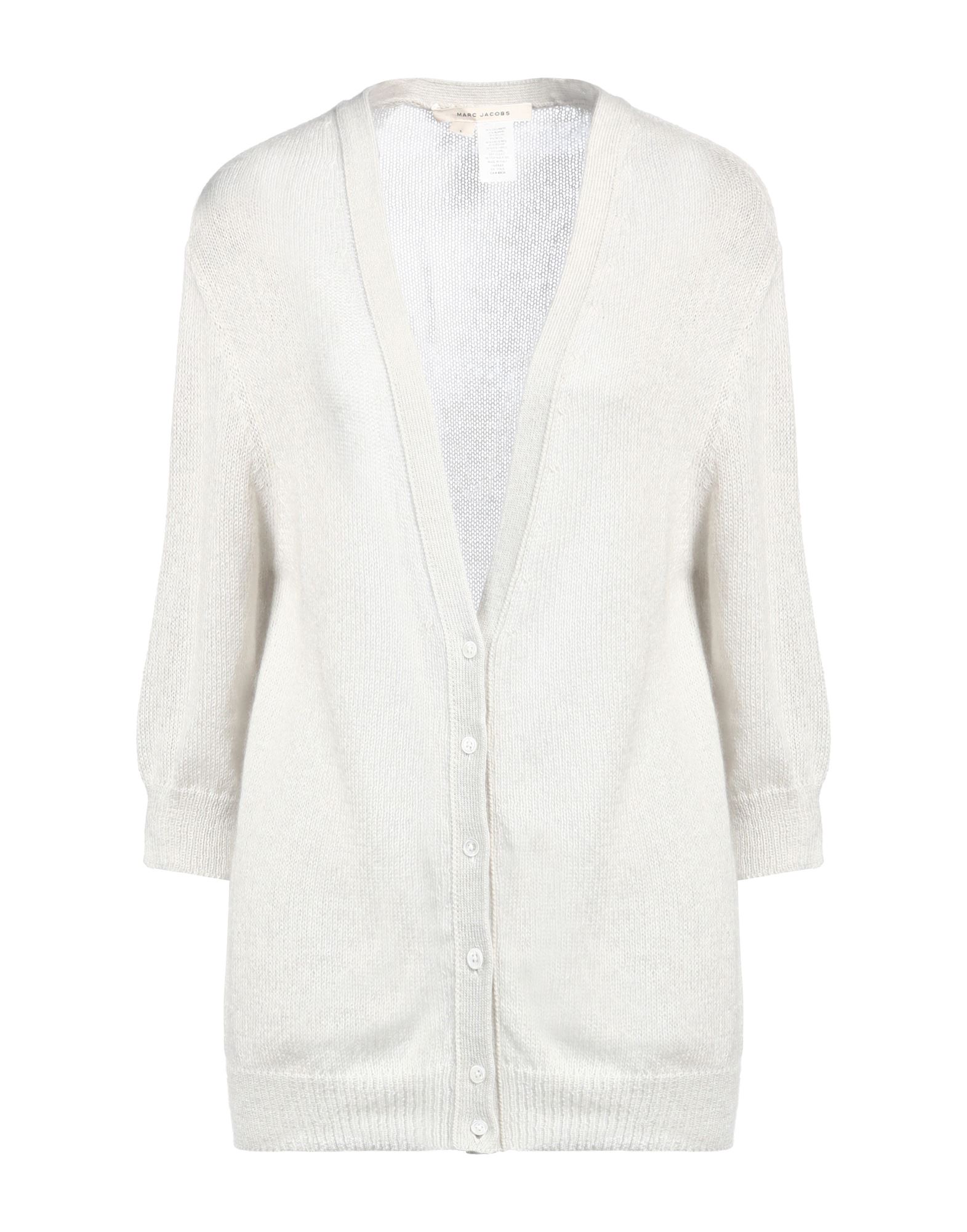 니트 소재, 라이트웨이트 니트, 장식 부착 없음, 솔리드 컬러, 3/4길이 슬리브, 버튼 여밈, 포켓 없음, 드라이클리닝, 표백 금지, 건조기 사용불가. 이미지