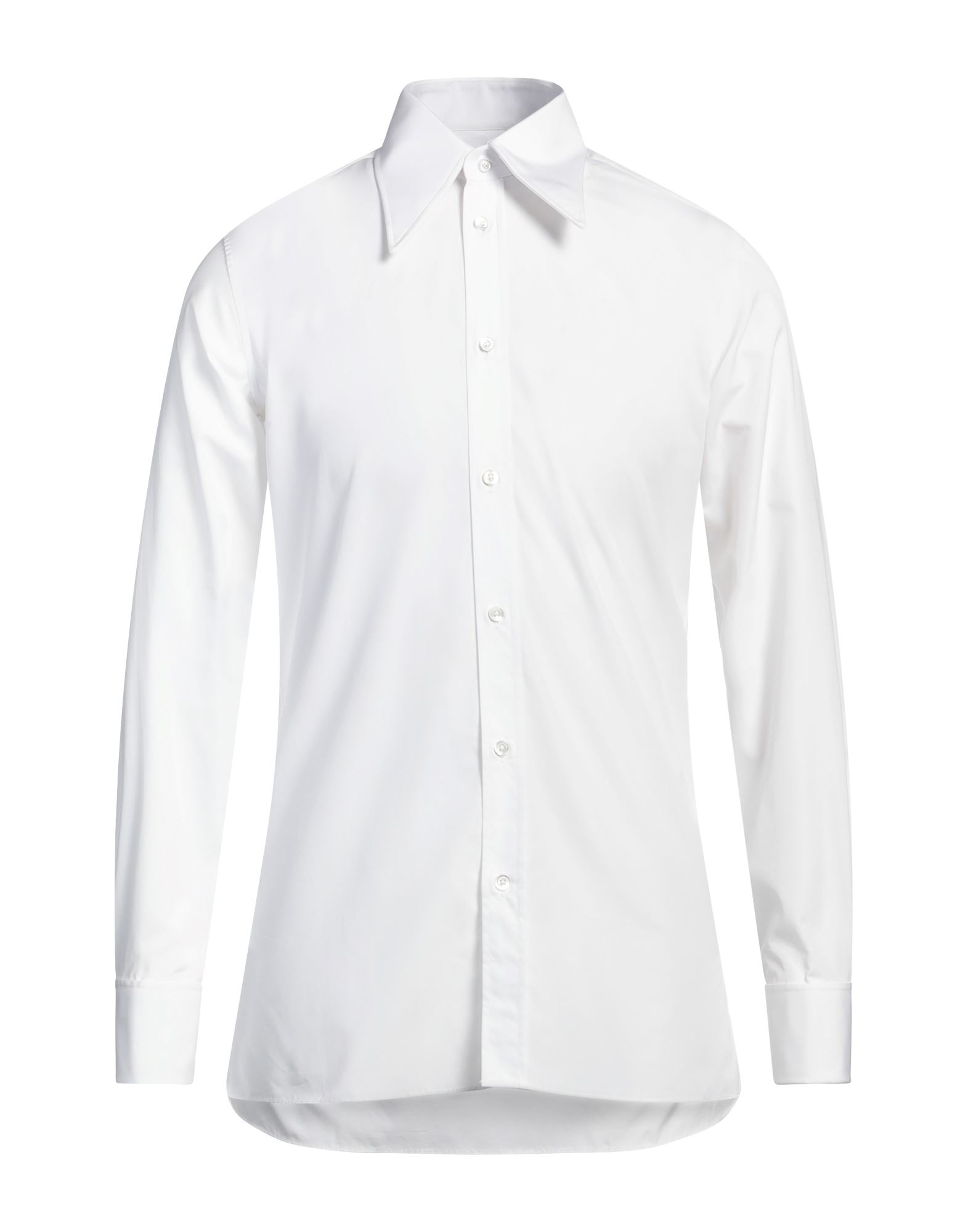 슬림 셔츠, 우븐, 솔리드 컬러, 브랜드 로고, 클래식 칼라, 롱 슬리브, 프렌치 커프스, 버튼 여밈, 손세탁 또는 드라이클리닝, 표백 금지, 건조기 사용불가. 이미지