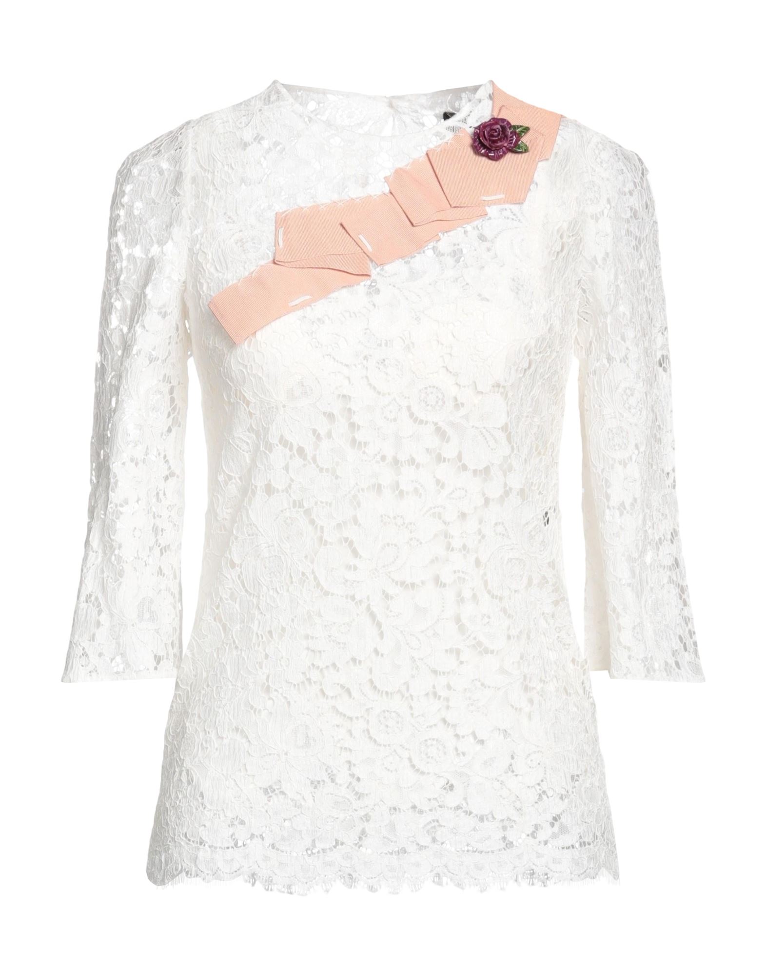 탑, 그로그랭, 레이스, 장식 디테일 솔리드 컬러, 장식 효과, 보우 디테일, 크루넥, 3/4길이 슬리브, 지퍼 여밈. 이미지