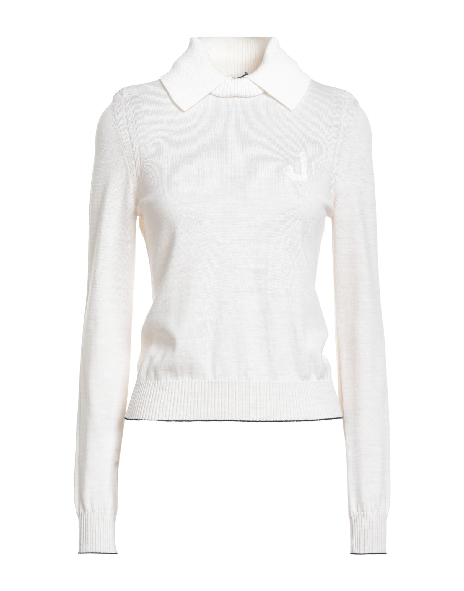 니트 소재, 라이트웨이트 니트, 파이핑 트림, 자수 로고 장식, 투톤 패턴, 클래식 칼라, 롱 슬리브, 리브 조직 커프스, 손세탁 또는 드라이클리닝, 표백 금지, 건조기 사용불가. 이미지