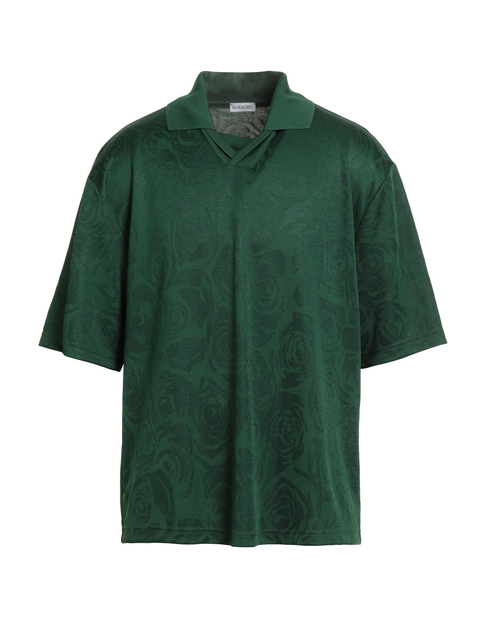 저지, 자카드, 플로럴 모티브, 브랜드 로고, 폴로 칼라, 쇼트 슬리브, 세탁기 세탁 또는 드라이클리닝, 표백 금지, 건조기 사용불가. 이미지