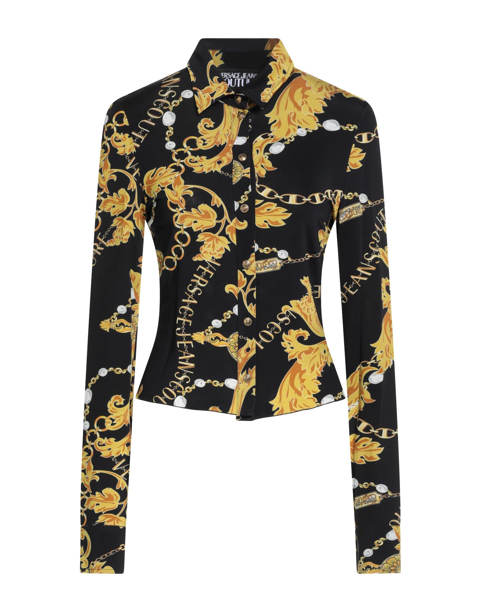 셔츠, 저지, 스트레치 패브릭, 시그니처 프린트, 브랜드 로고, 클래식 칼라, 롱 슬리브, 버튼 여밈, 드라이클리닝, 표백 금지, 건조기 사용불가, 이 브랜드는 사이즈가 작게 나옵니다. 이미지