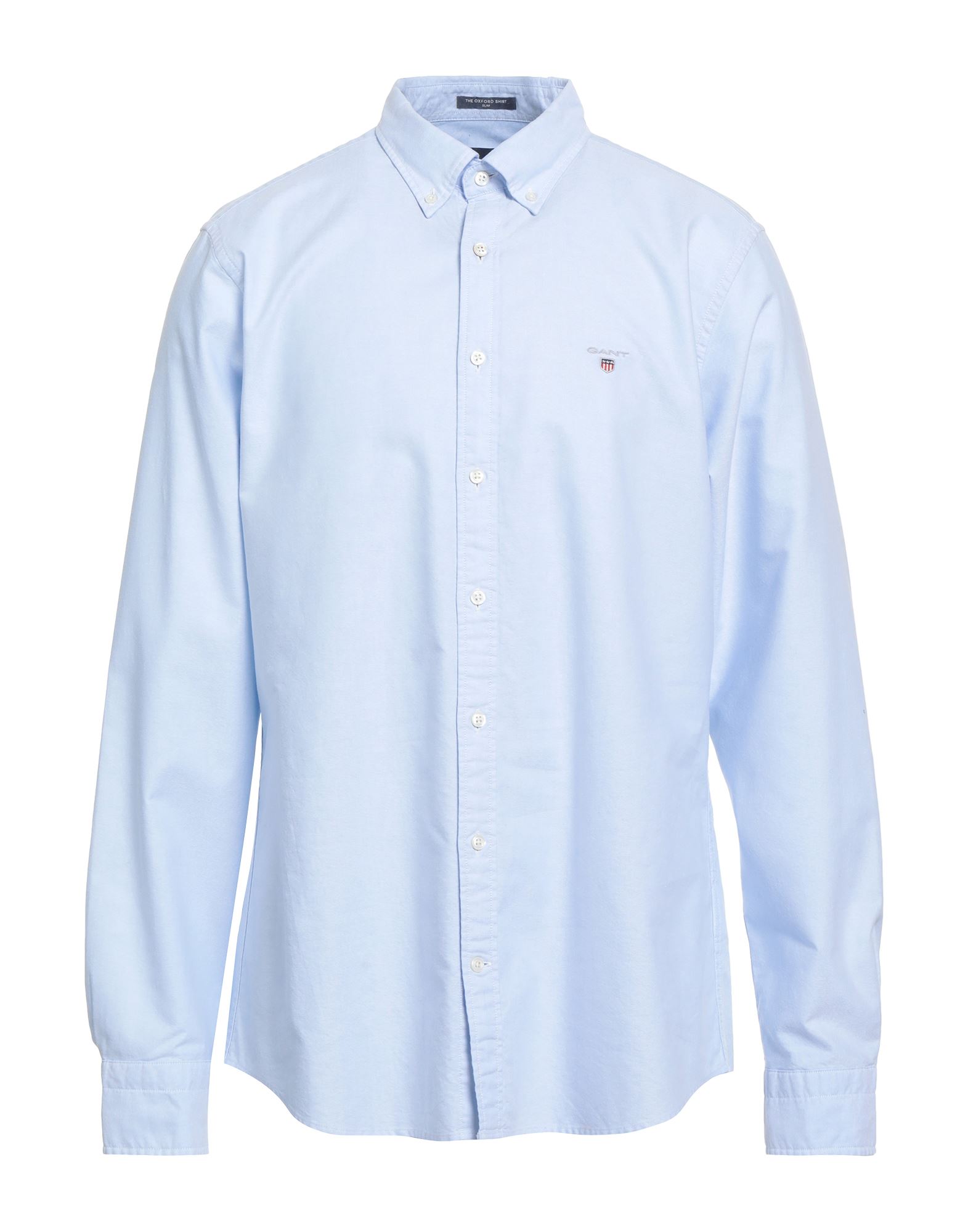 레귤러 셔츠, 옥스포드, 솔리드 컬러, 자수 로고 장식, 버튼다운 칼라, 롱 슬리브, 버튼 커프스, 버튼 여밈, 세탁기로 세탁, 표백 금지, 건조기 사용가능. 이미지