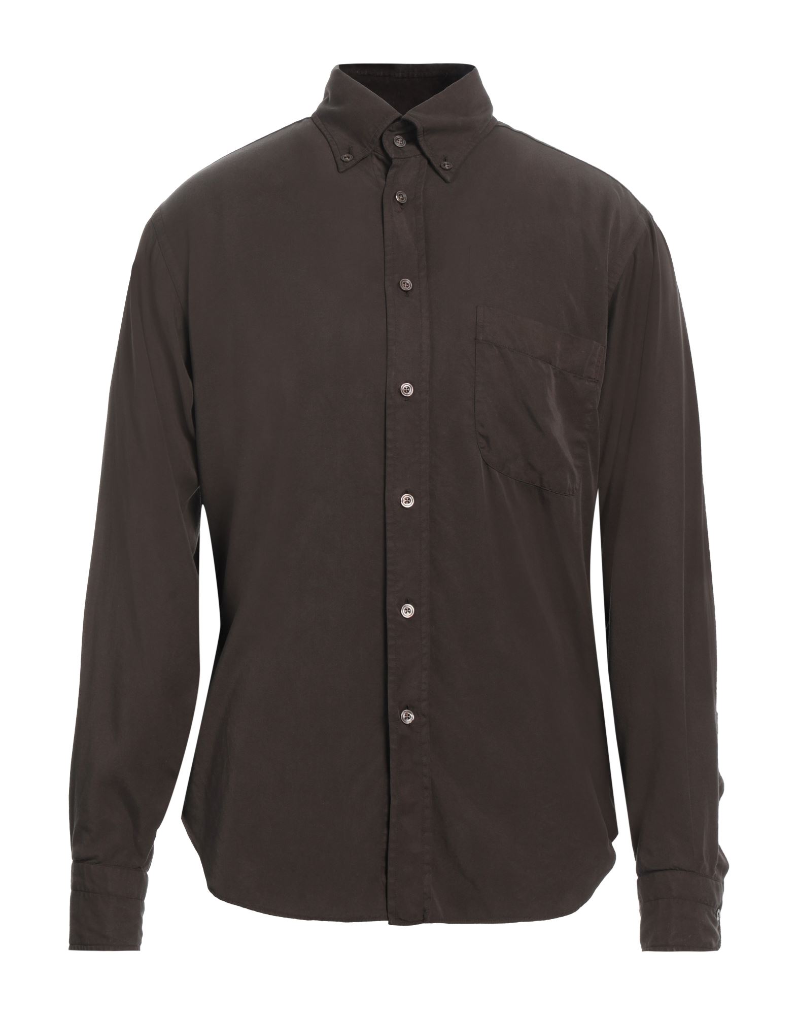 트윌, 장식 부착 없음, 솔리드 컬러, 버튼다운 칼라, 롱 슬리브, 버튼 커프스, 버튼 여밈, 싱글 포켓, 동물성 비섬유 자재 함유, 레귤러 셔츠. 이미지