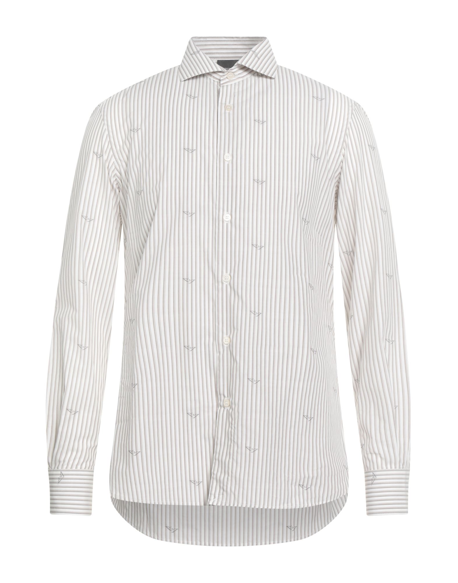 슬림 셔츠, 우븐, 스트라이프, 브랜드 로고, 클래식 칼라, 롱 슬리브, 버튼 여밈, 웰트 포켓, 세탁기로 세탁, 표백 금지. 이미지