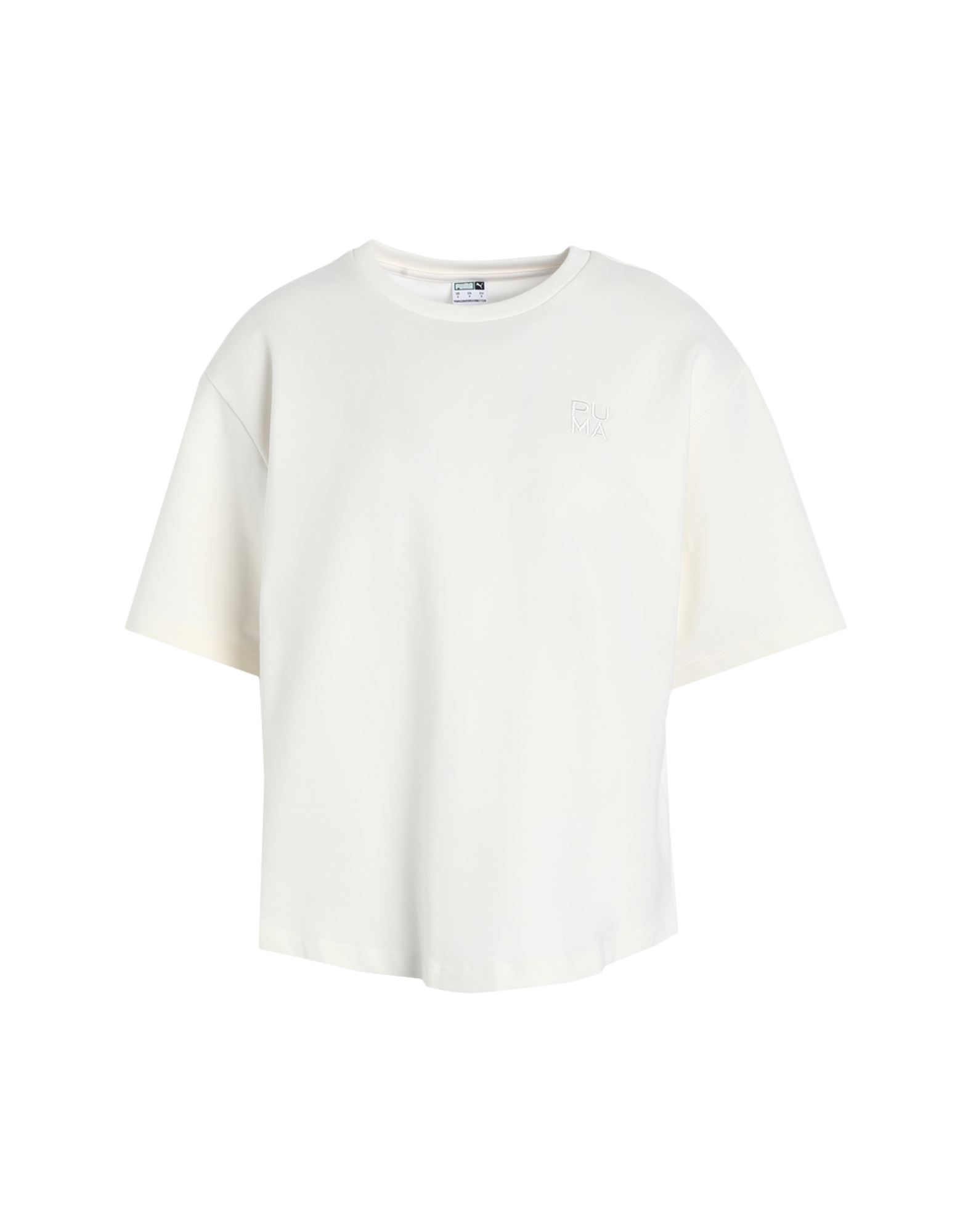 베이직 티, 저지, 솔리드 컬러, 브랜드 로고, 크루넥, 쇼트 슬리브, 스트레치, lifestyle. 이미지