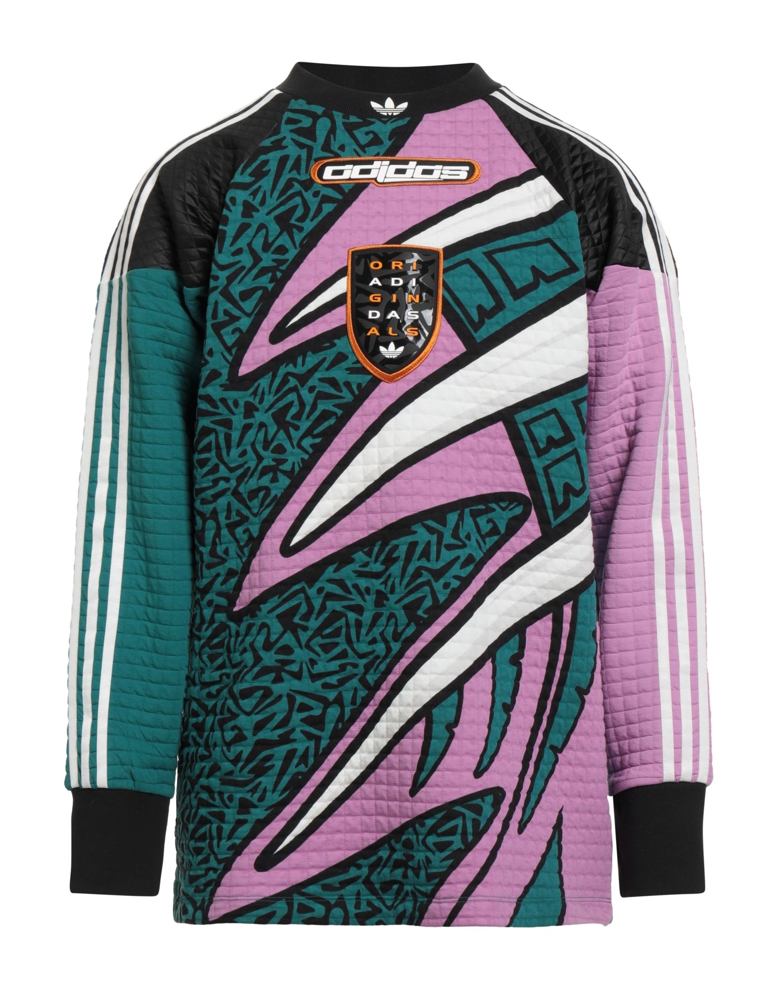 저지, 멀티컬러 패턴, 브랜드 로고, 크루넥, 롱 슬리브, 세탁기로 세탁, 표백 금지, 건조기 사용불가, 이 브랜드는 사이즈가 크게 나옵니다. 이미지