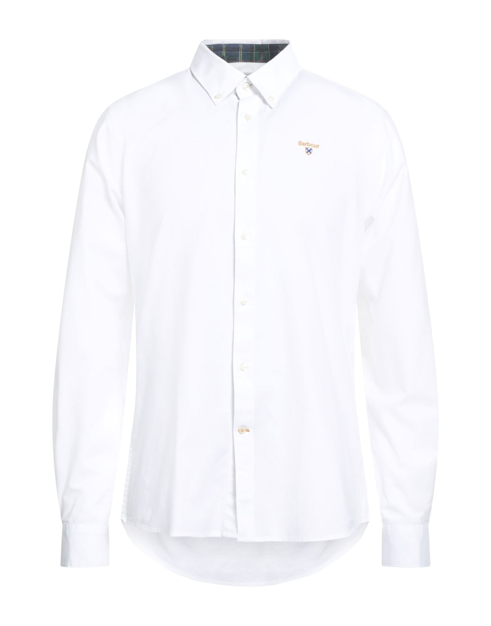 레귤러 셔츠, 우븐, 솔리드 컬러, 자수 로고 장식, 클래식 칼라, 롱 슬리브, 버튼 여밈, 스트레치, 세탁기 세탁 또는 드라이클리닝, 표백 금지, 건조기 사용불가. 이미지