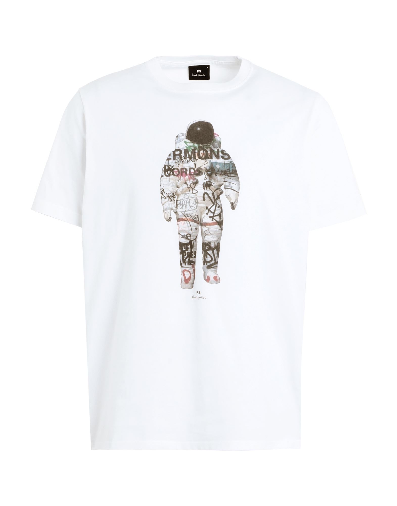 저지, 브랜드 로고, 프린트 디테일 솔리드 컬러, 크루넥, 쇼트 슬리브, 이 아이템에는 인증된 오가닉 섬유가 포함되어 있습니다., 패턴 티셔츠, 라지 핏. 이미지