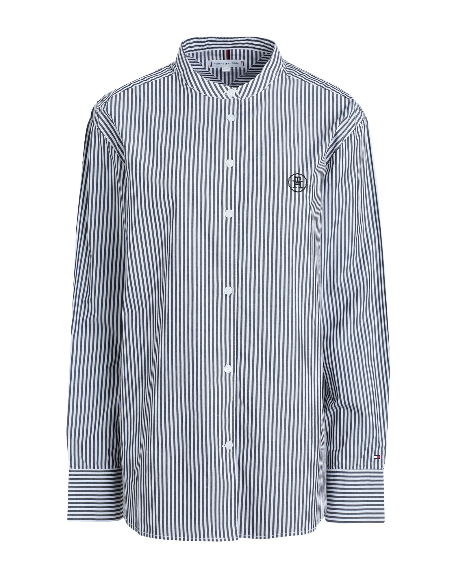 우븐, 브랜드 로고, 스트라이프, 스탠드 칼라, 롱 슬리브, 버튼 커프스, 버튼 여밈, 포켓 없음, 셔츠. 이미지